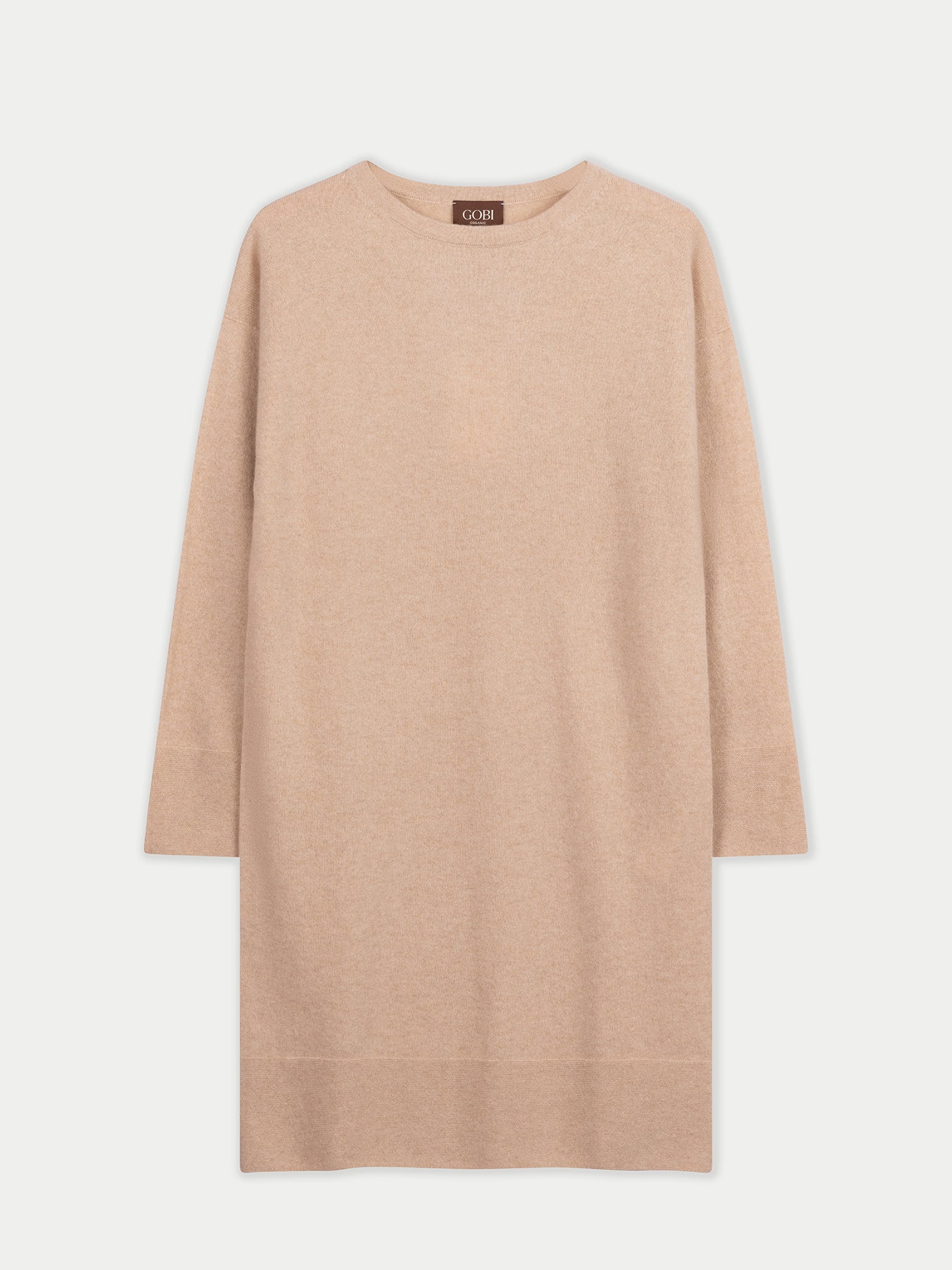 Robe en Cachemire Sans Coutures à Col Rond Couleur Organique