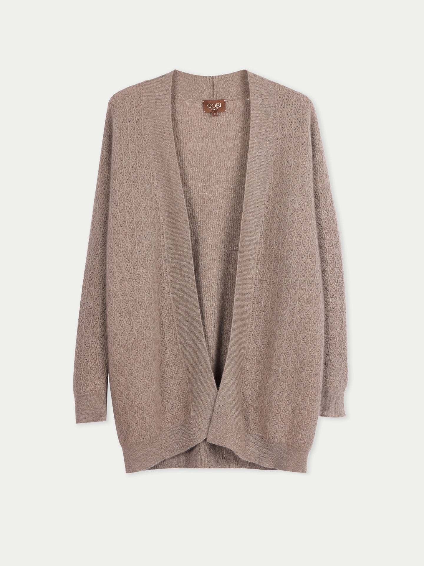 Cardigan en Cachemire Àjour à Ouverture Frontale Couleur Organique