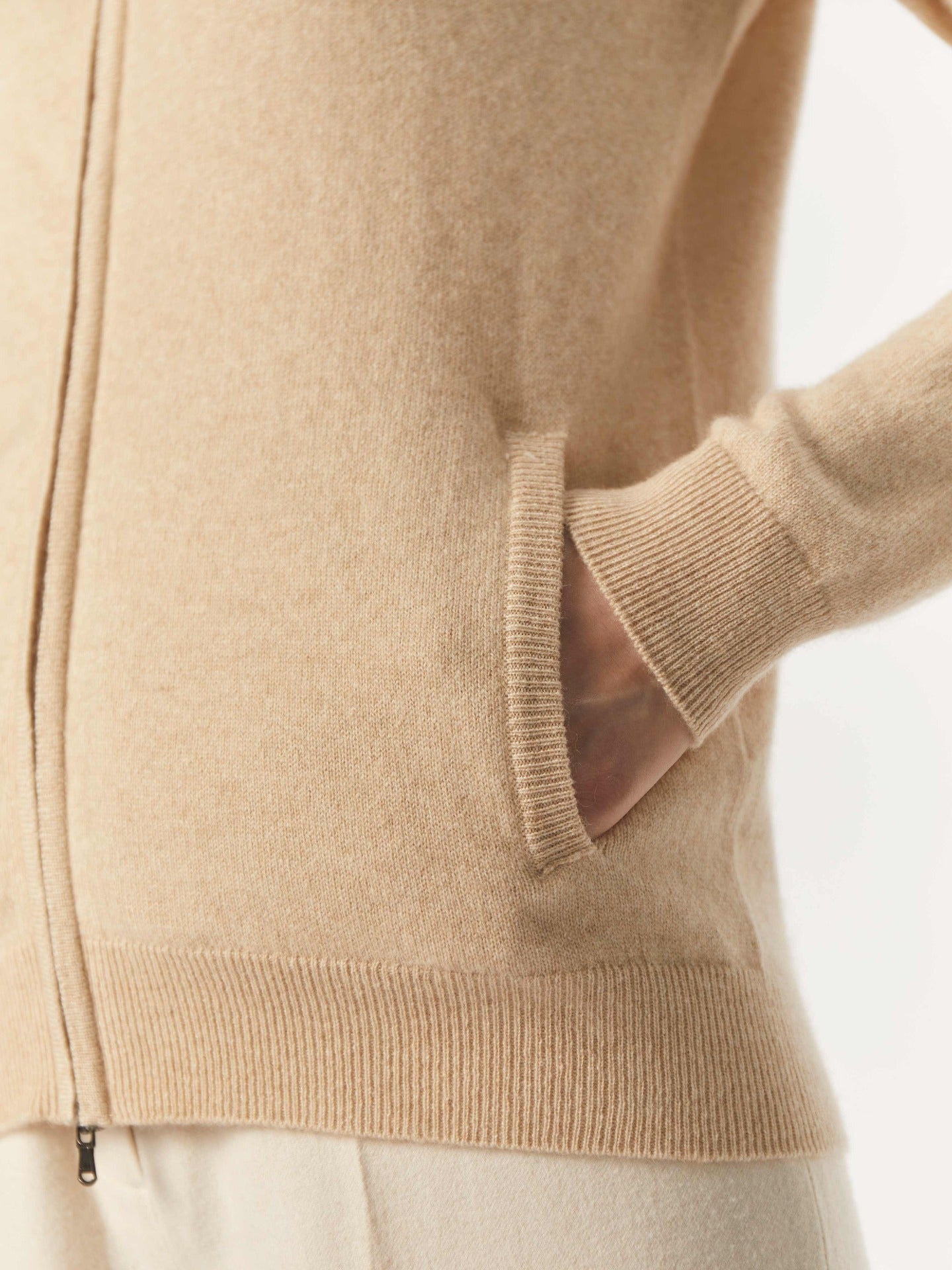 Cardigan zippé en Cachemire pour femmes Taupe - Gobi Cashmere