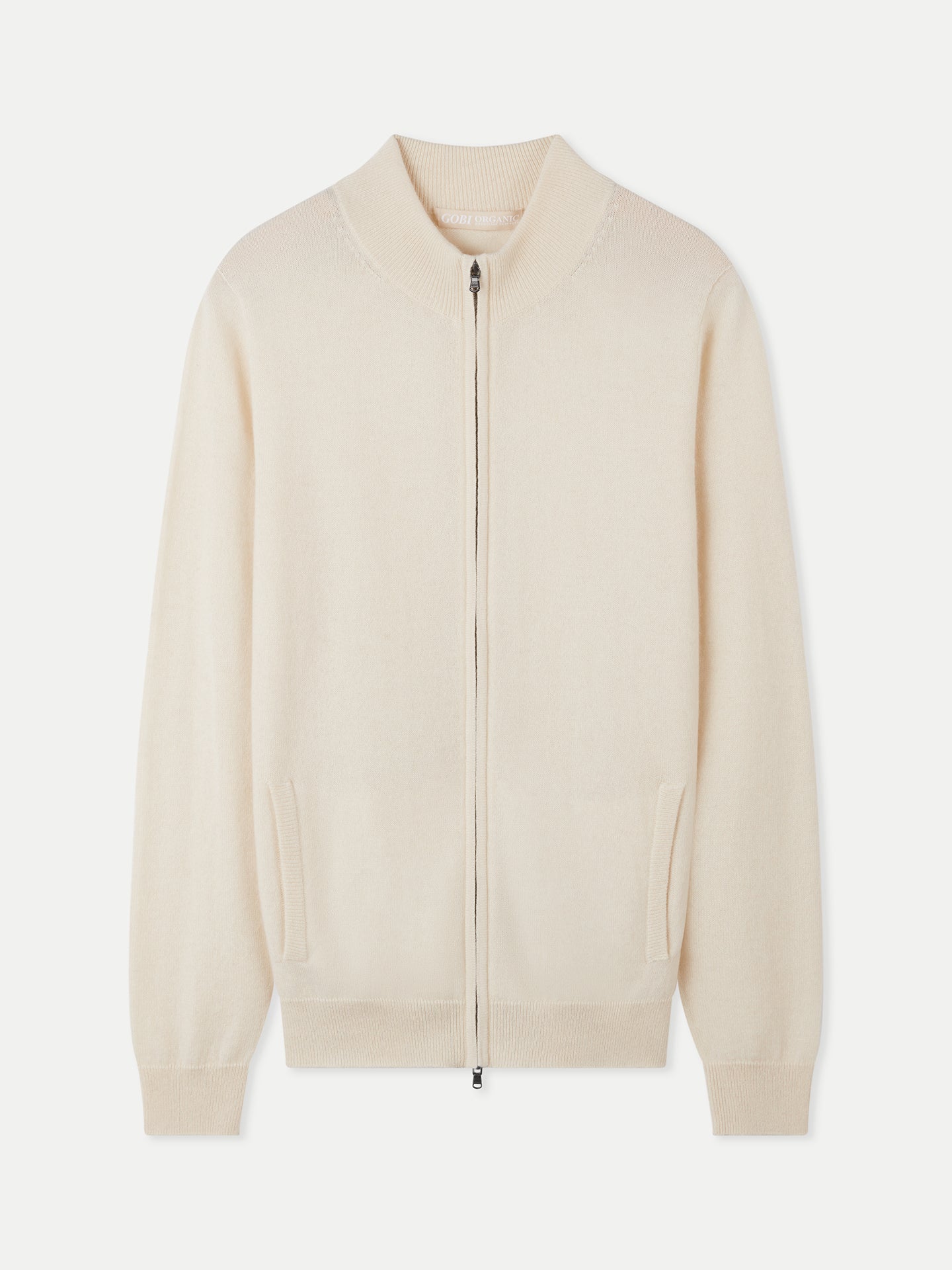 Women's Organic Cashmere Full-Zip Cardigan Off White - Gobi Cashmere