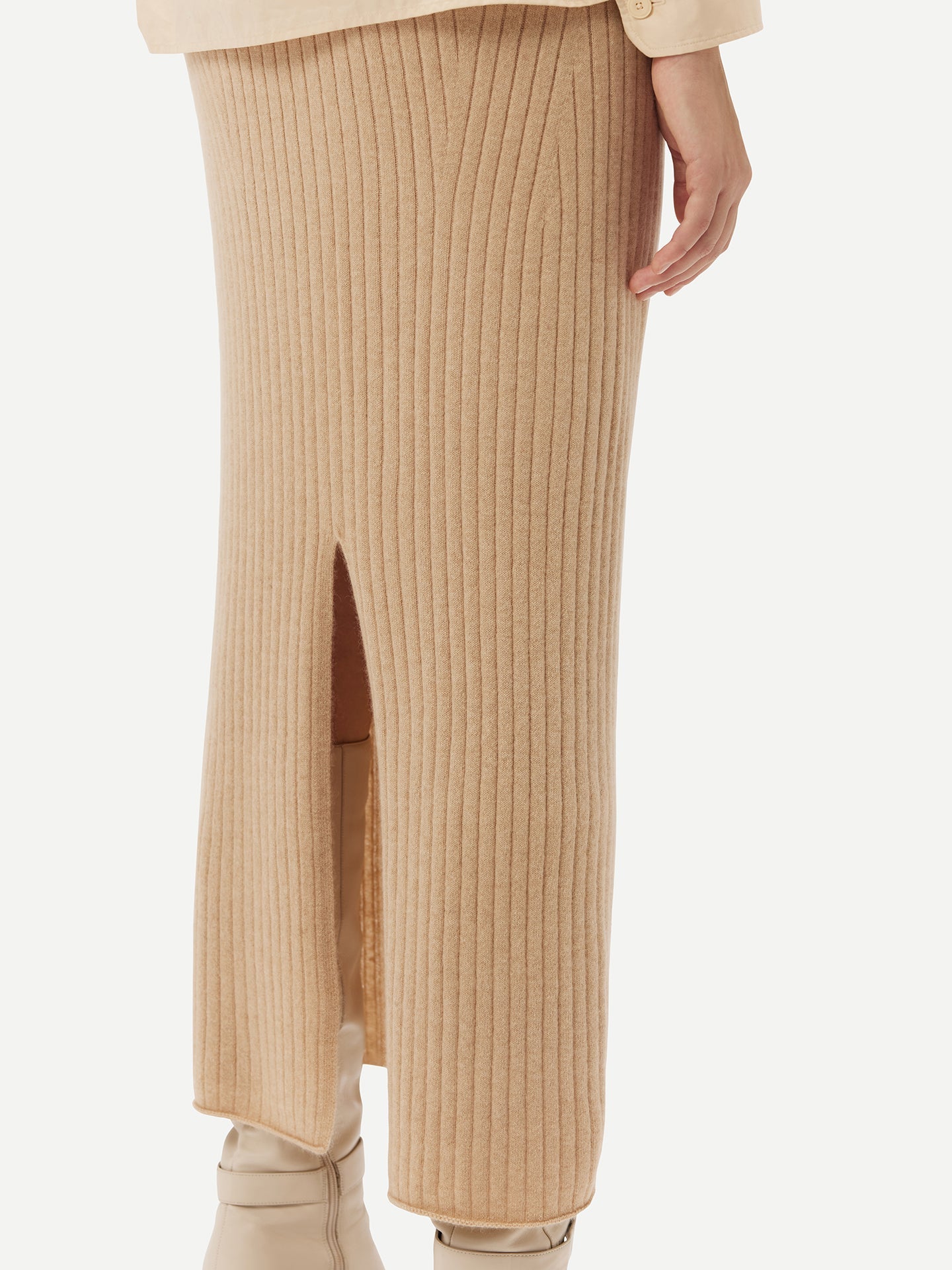 Jupe midi en tricot 3D sans couture 100% cachemire de Mongolie
