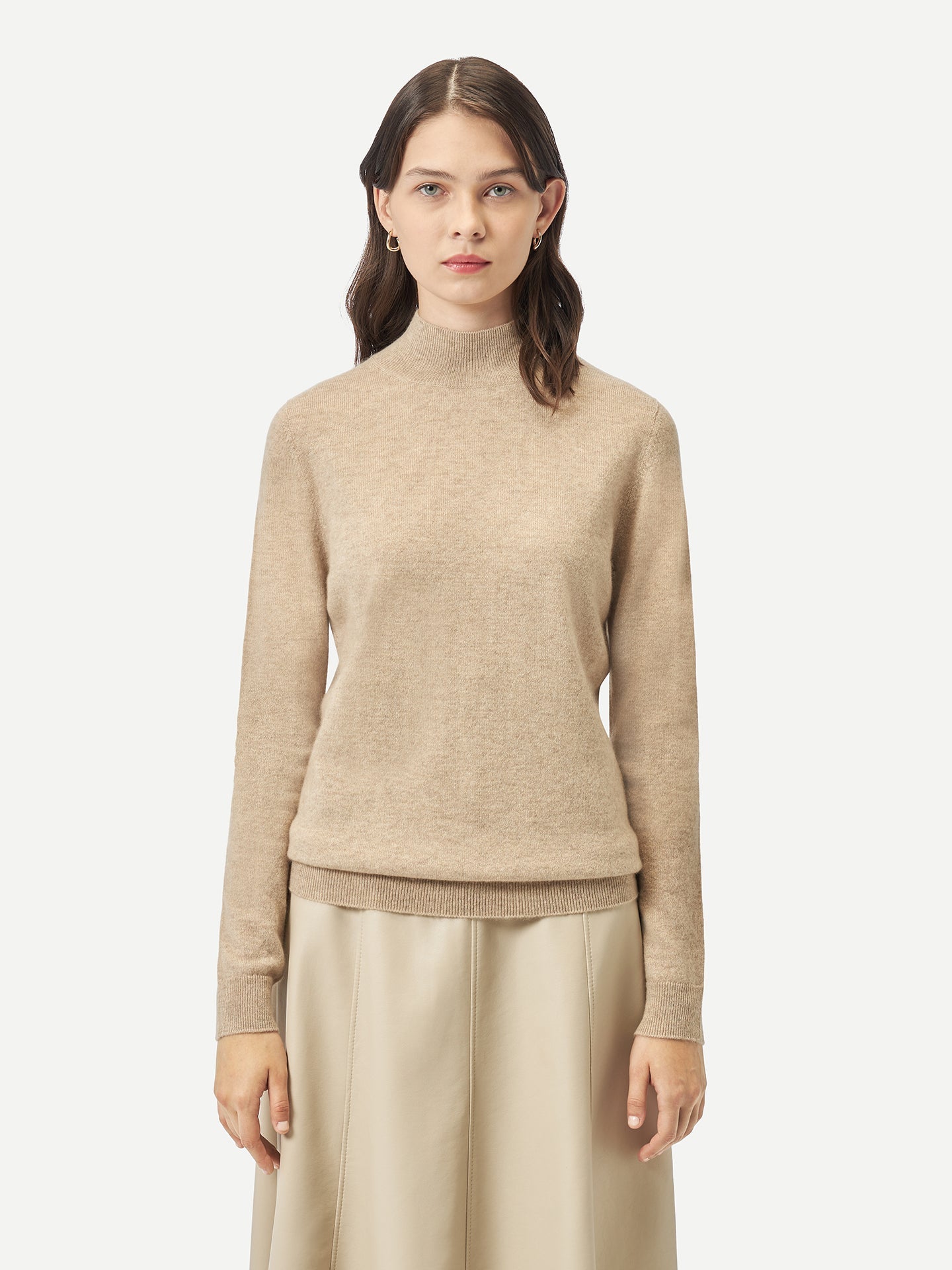 Pull col haut en Cachemire pour femmes Taupe - Gobi Cashmere