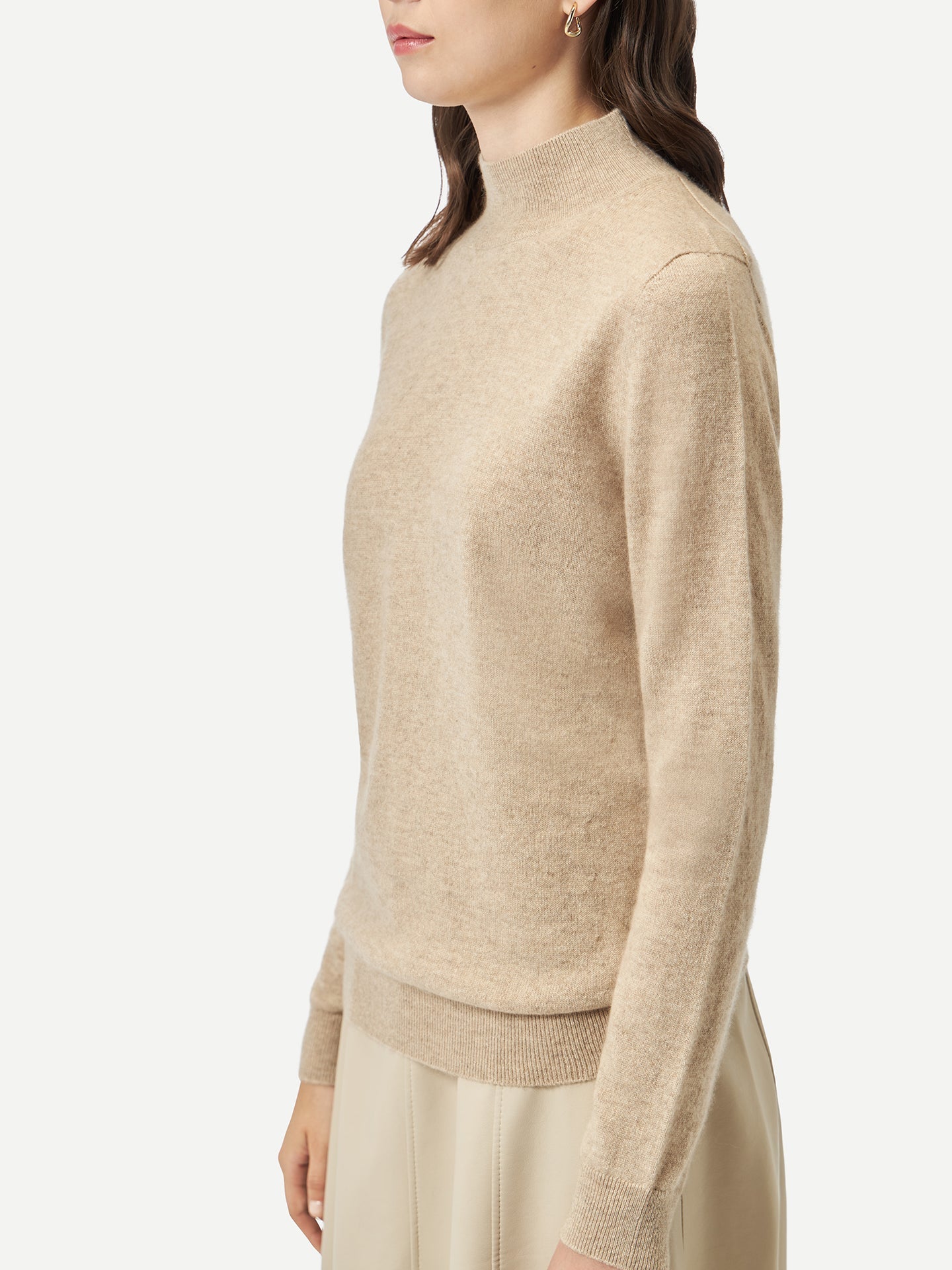Pull col haut en Cachemire pour femmes Taupe - Gobi Cashmere