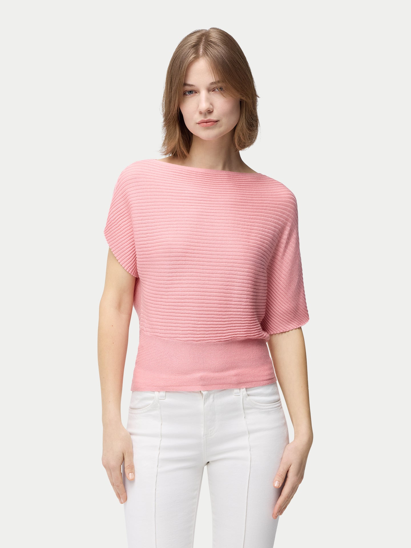 Pull en cachemire à manches courtes Dolman