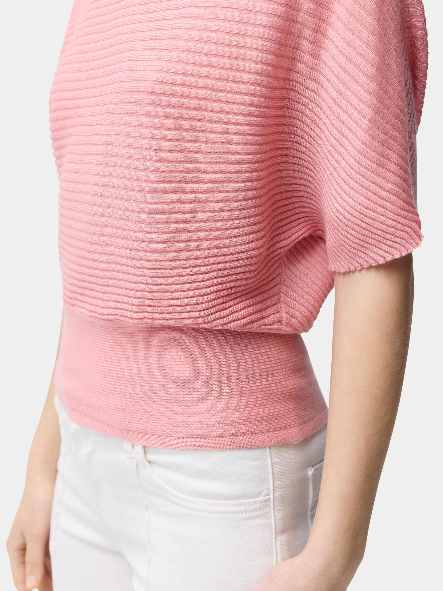 Pull manches courtes Dolman en cachemire Pink Icing | GOBI FR