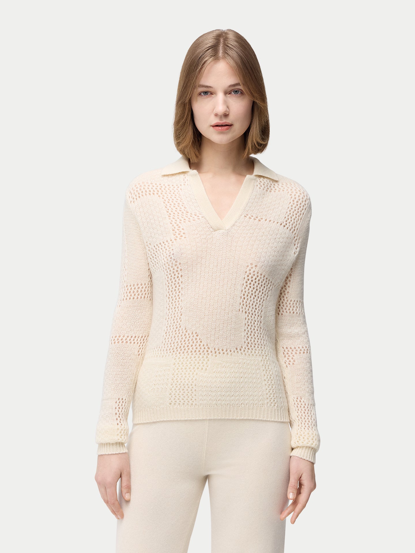 Organic Cashmere Buttonless Polo Sweater