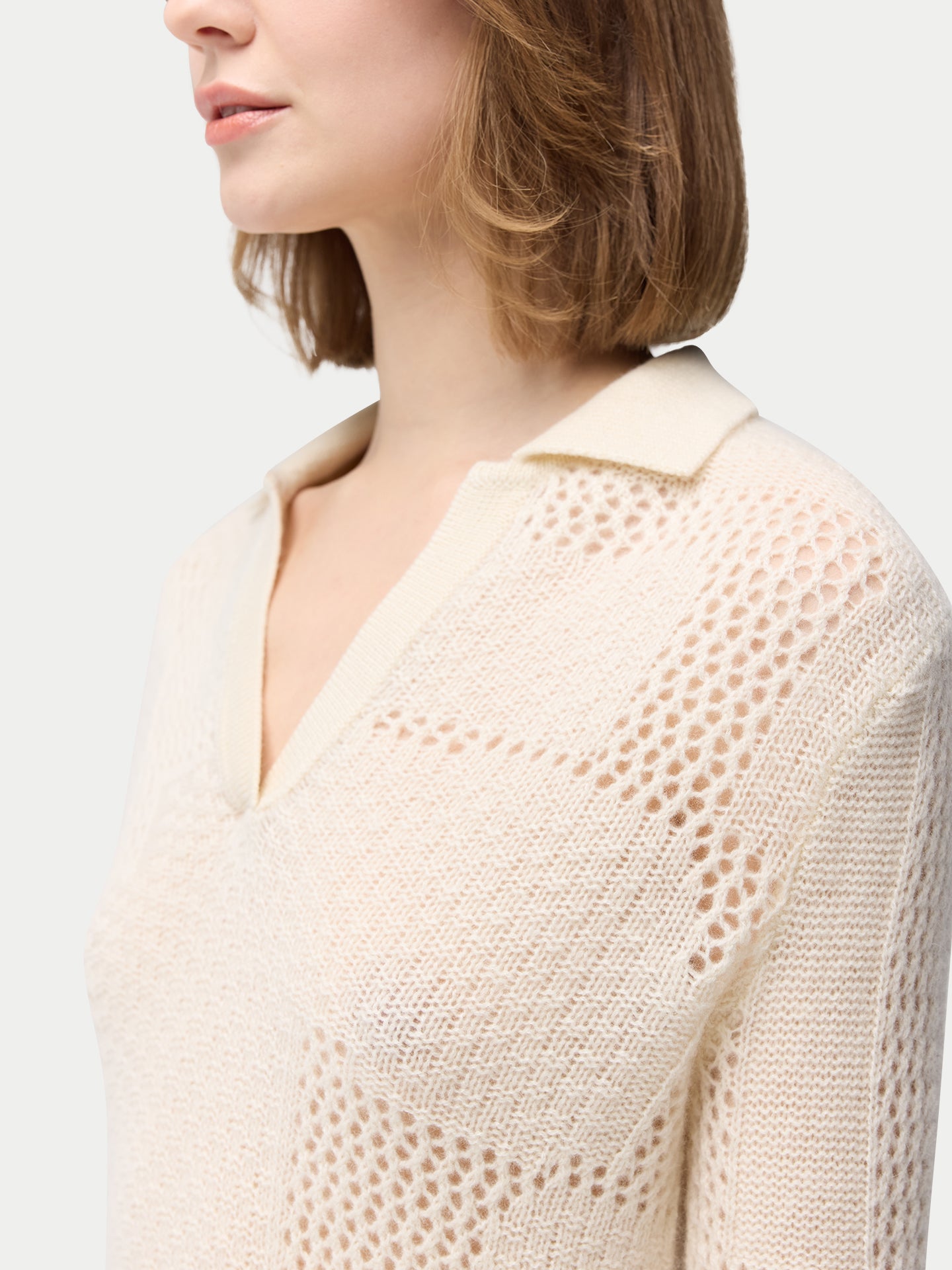 Organic Cashmere Buttonless Polo Sweater