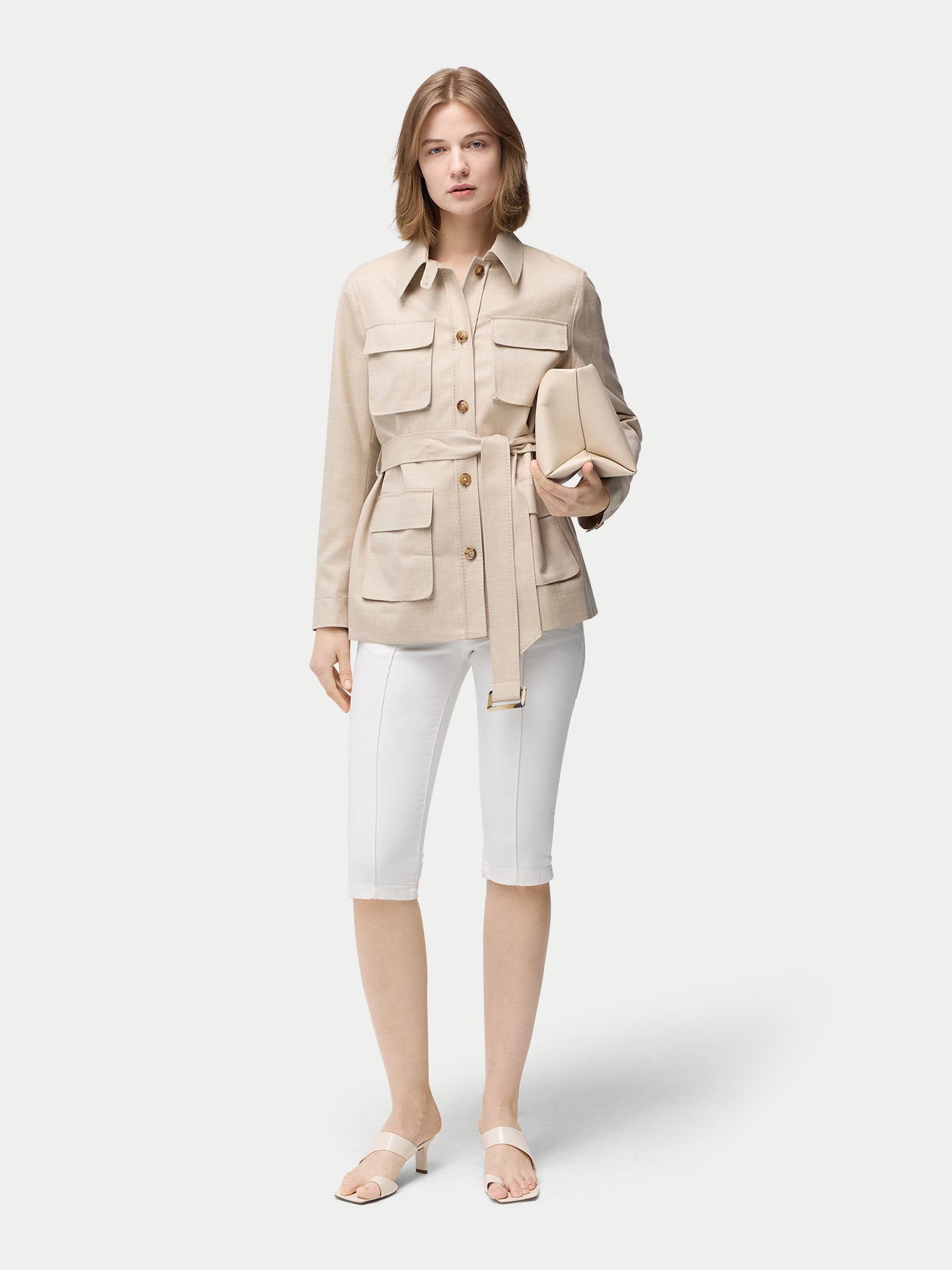 Veste Safari en cachemire avec ceinture