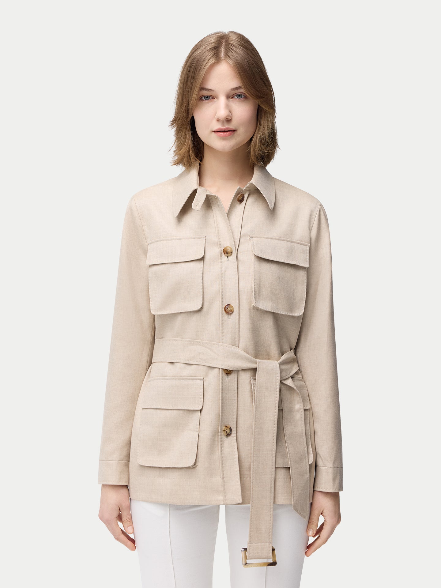 Veste Safari en cachemire avec ceinture