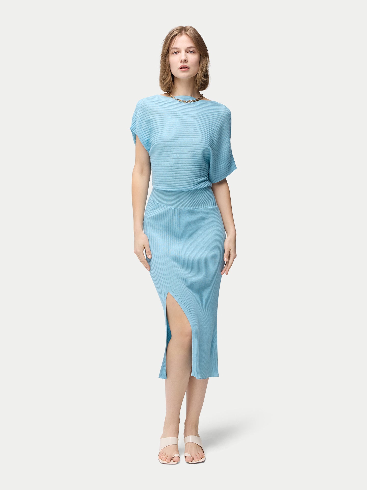 Robe en soie asymétrique en cachemire