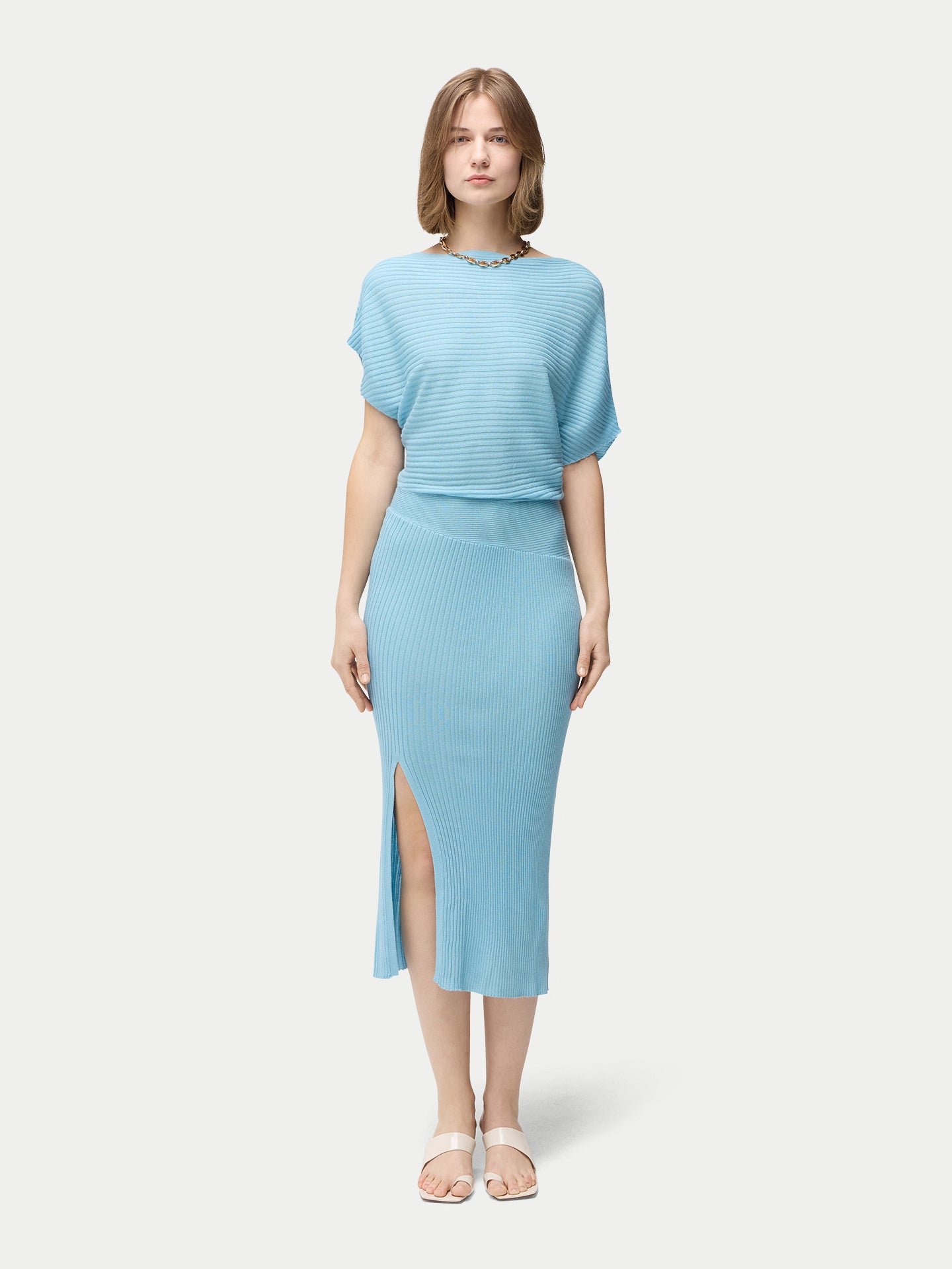 Robe en soie asymétrique en cachemire