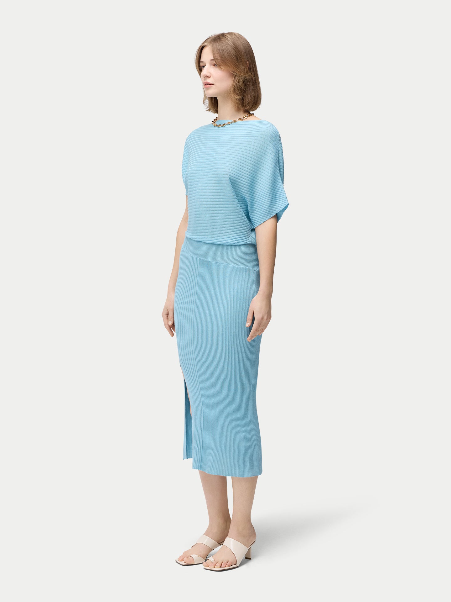 Robe en soie asymétrique en cachemire