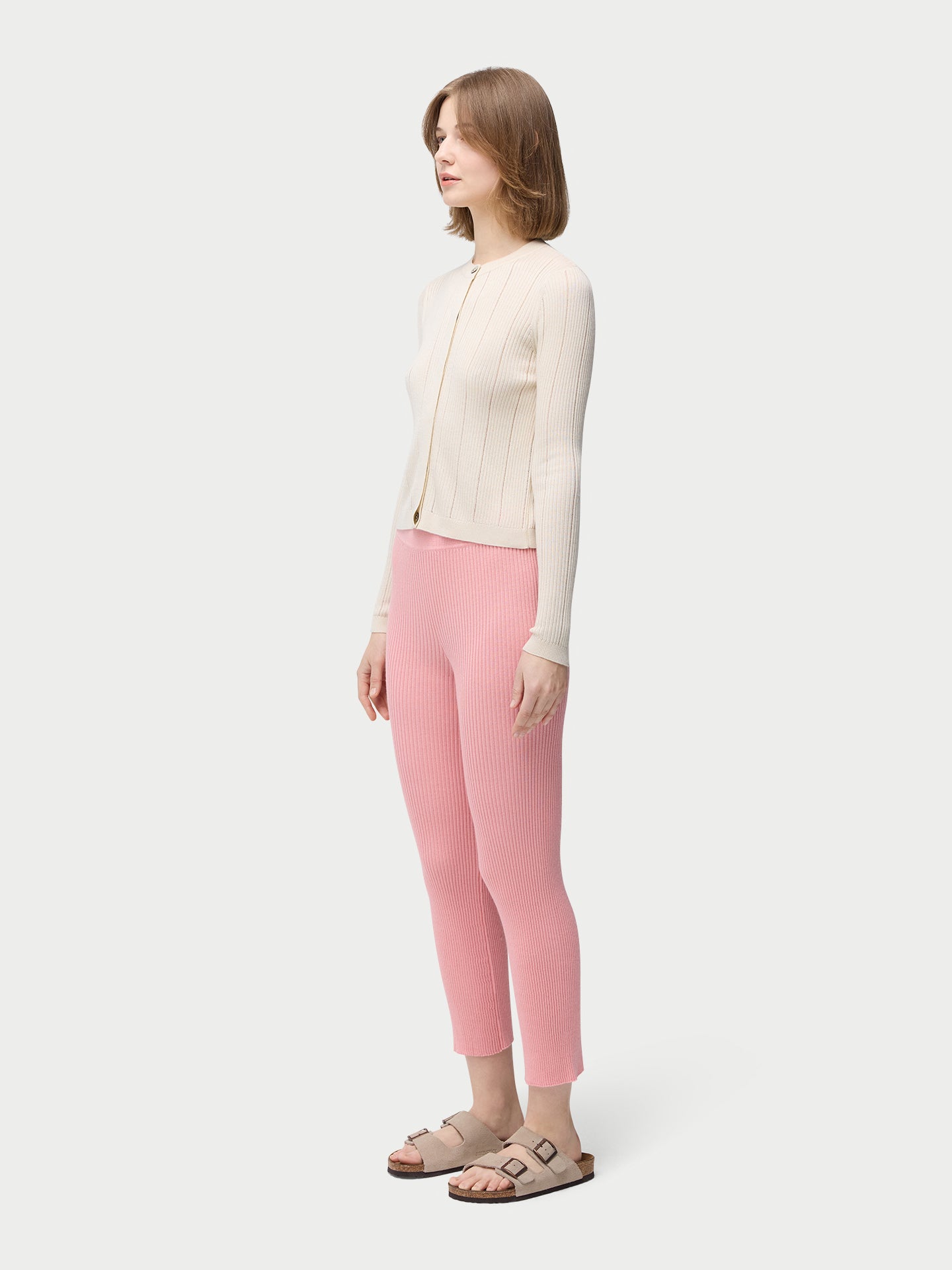 Pantalon en soie de cachemire à mailles côtelées