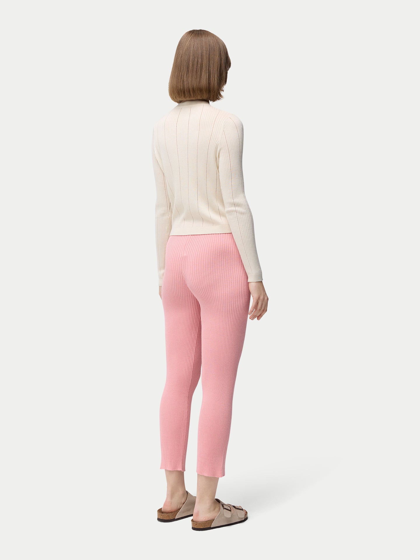 Pantalon en soie de cachemire à mailles côtelées