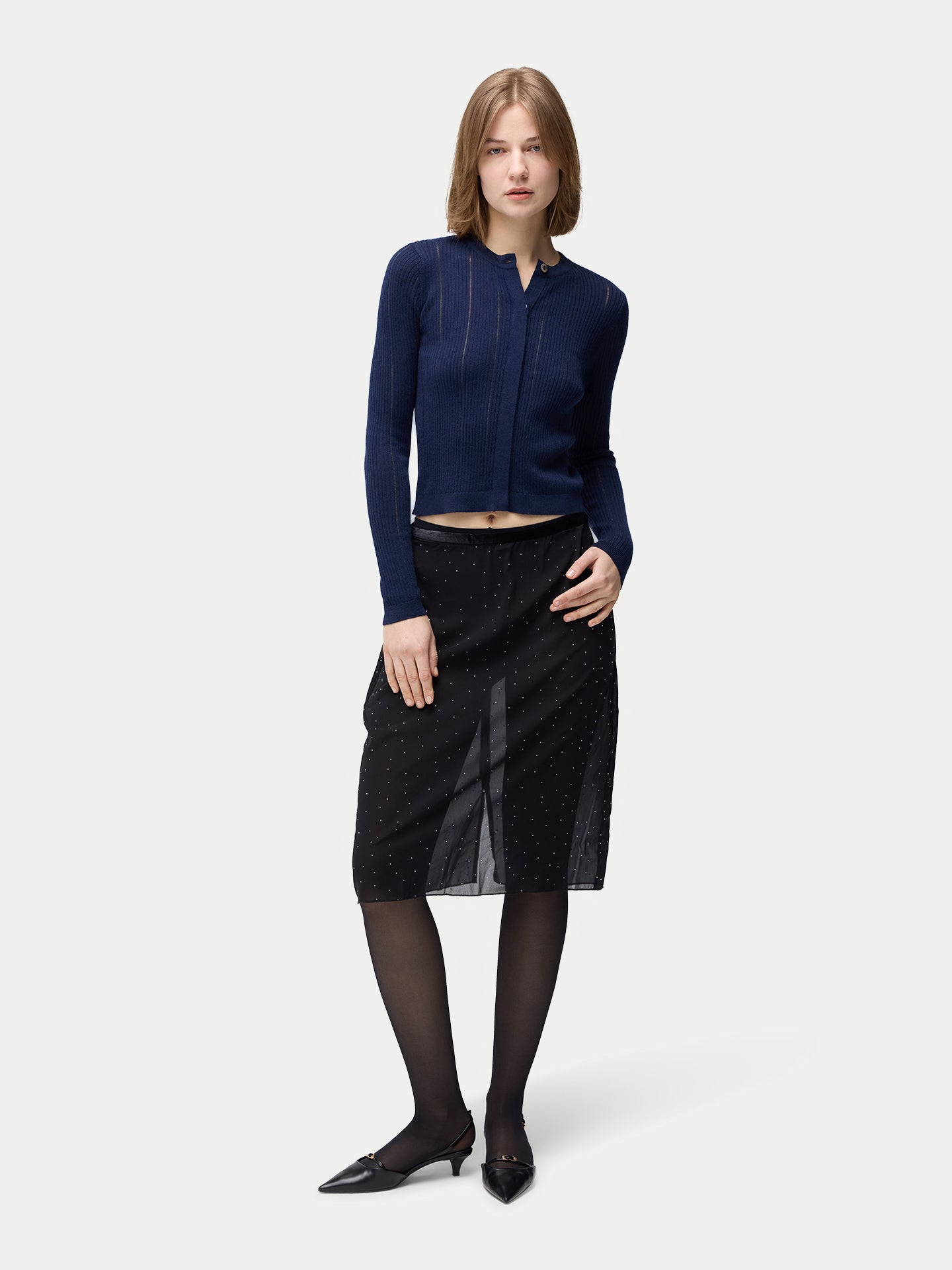 Cardigan en soie de cachemire à boutons cachés