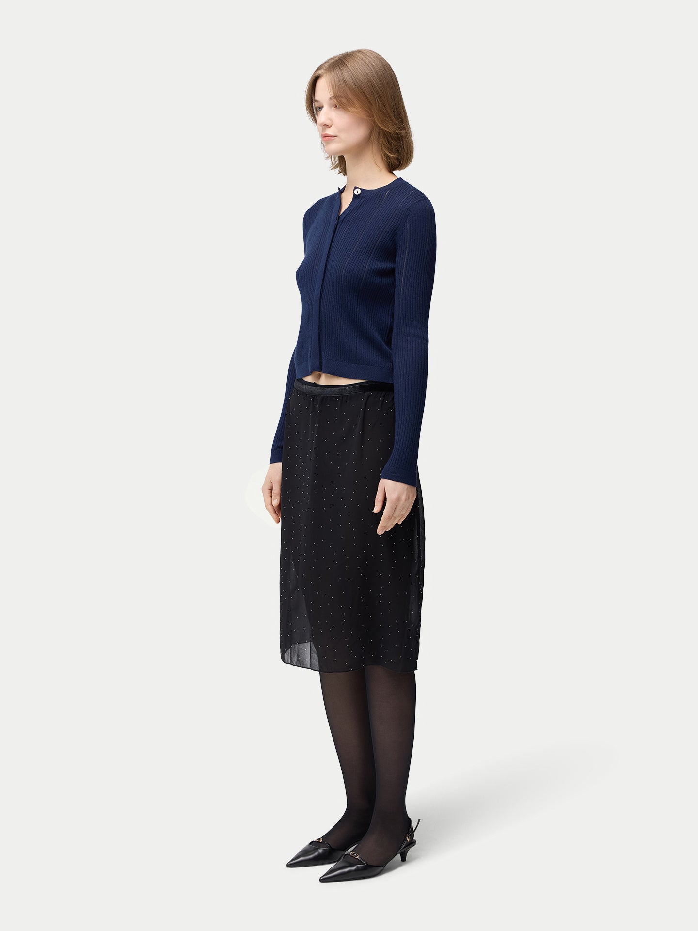 Cardigan en soie de cachemire à boutons cachés