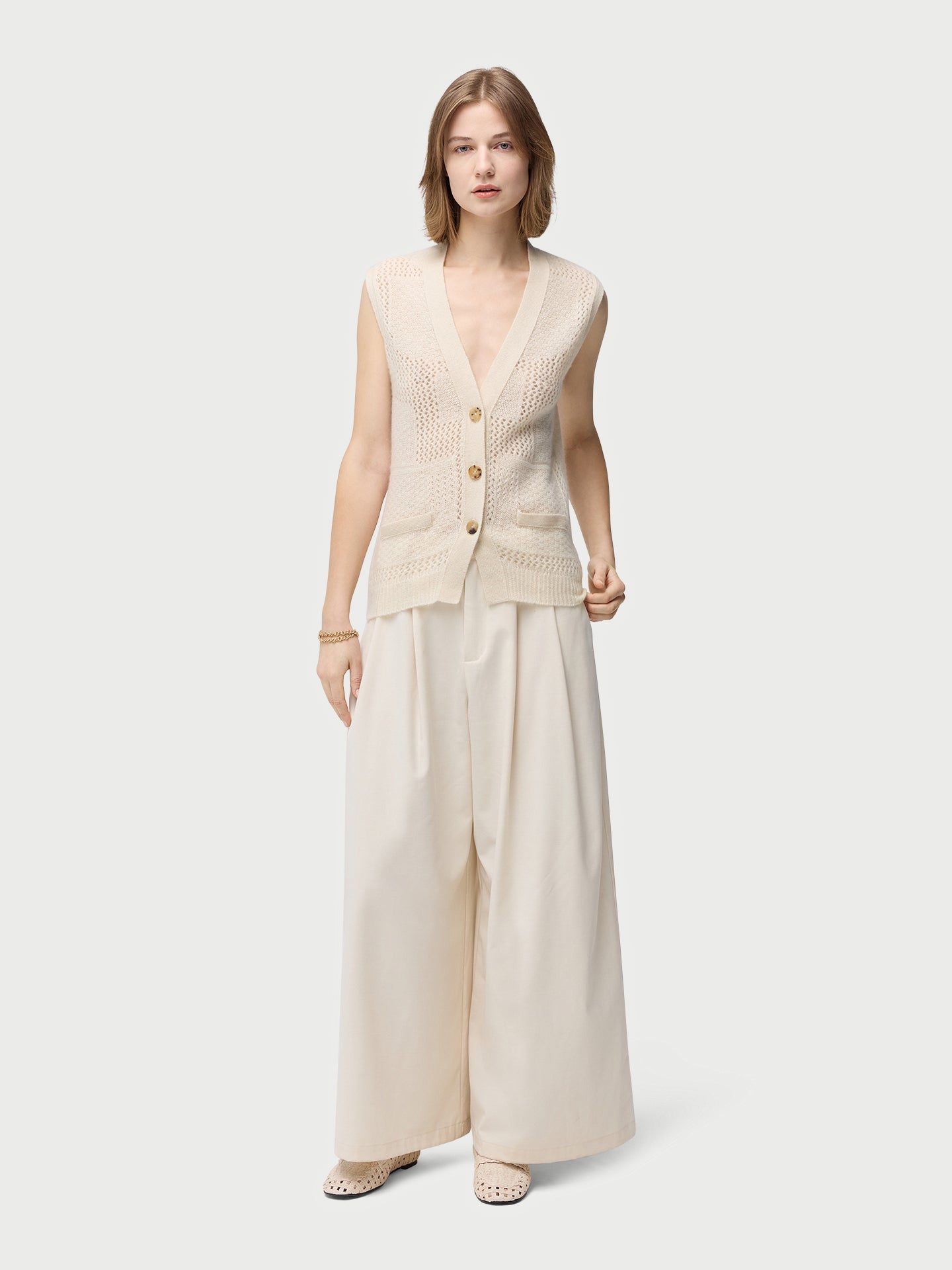 Organic Color Mixed Pattern Cashmere Vest