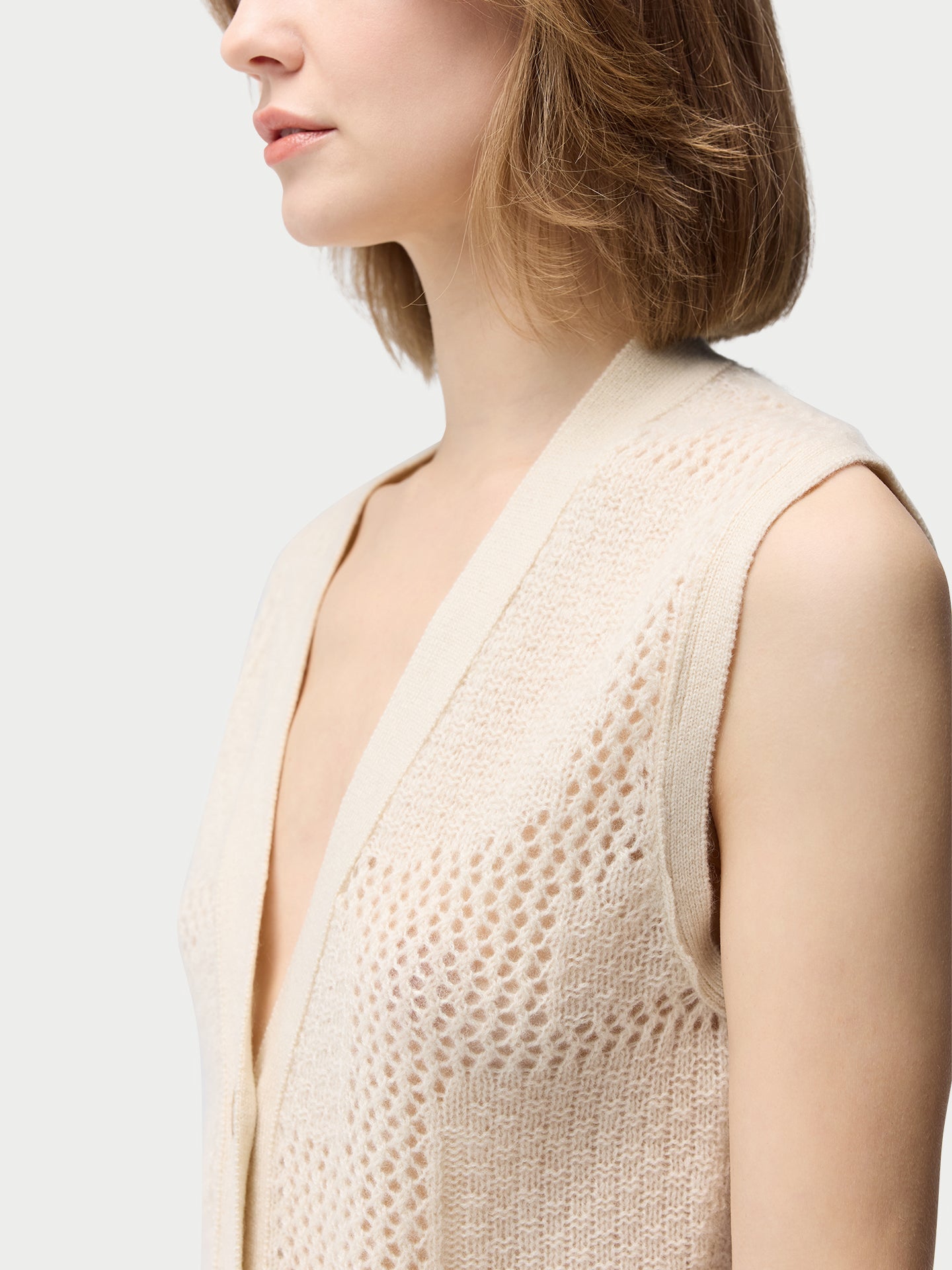 Organic Color Mixed Pattern Cashmere Vest