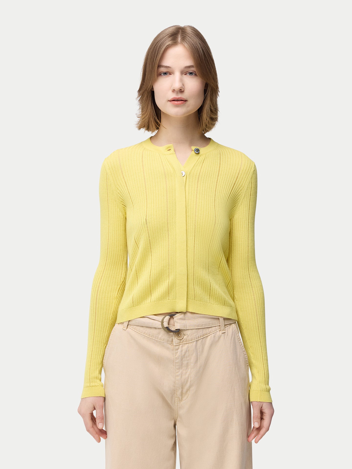 Cardigan en soie de cachemire à boutons cachés