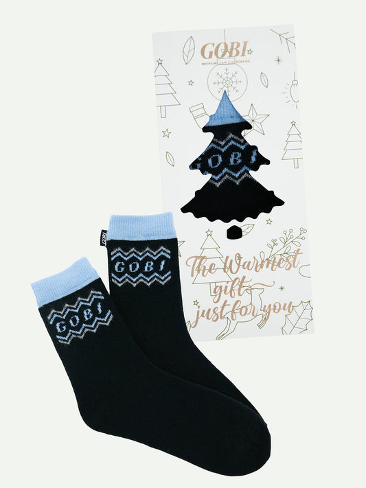 Unisex Alpine Cashmere Socks Black - Gobi Cashmere