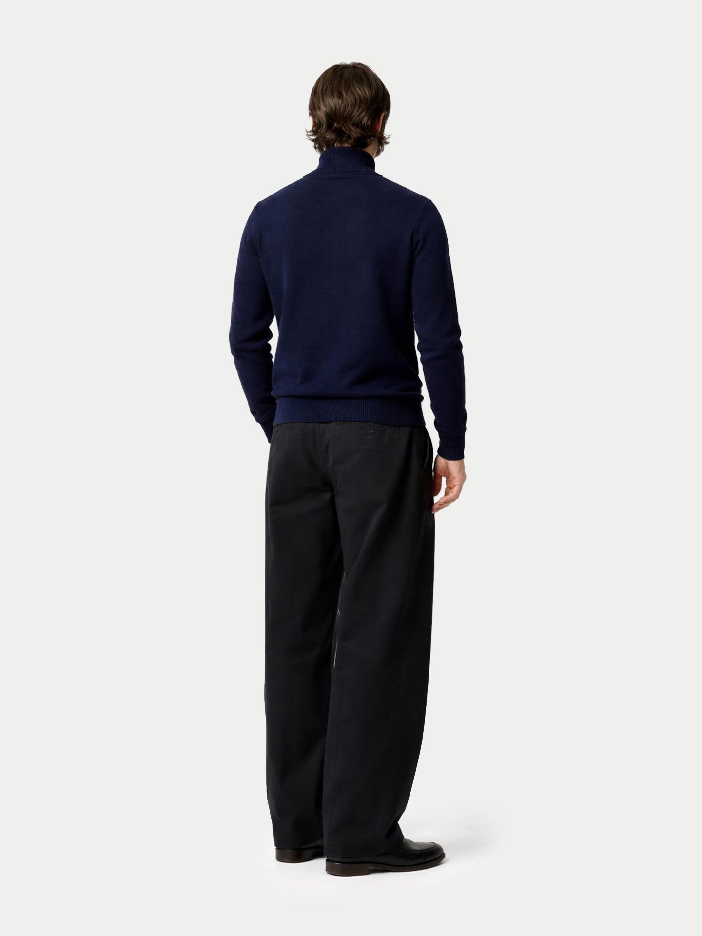 Pull en Cachemire Homme en Tricot Waffle avec Demi-Fermeture Éclair