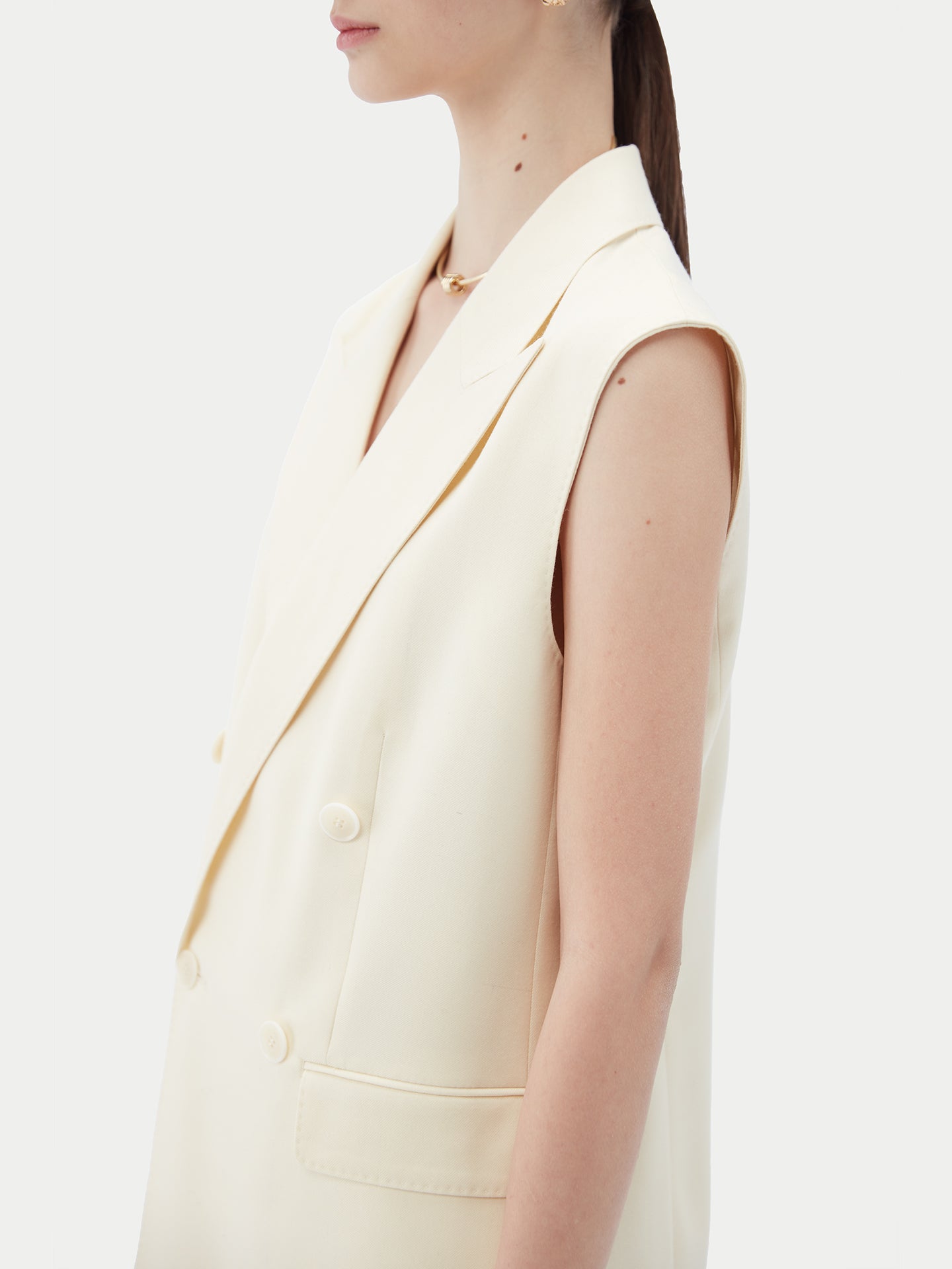 Gilet homme en cachemire, boutonnage croisé Couleur Organique