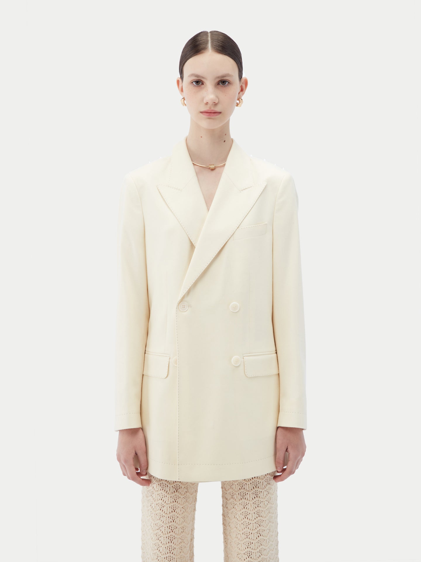Blazer homme en cachemire, boutonnage croisé Couleur Organique
