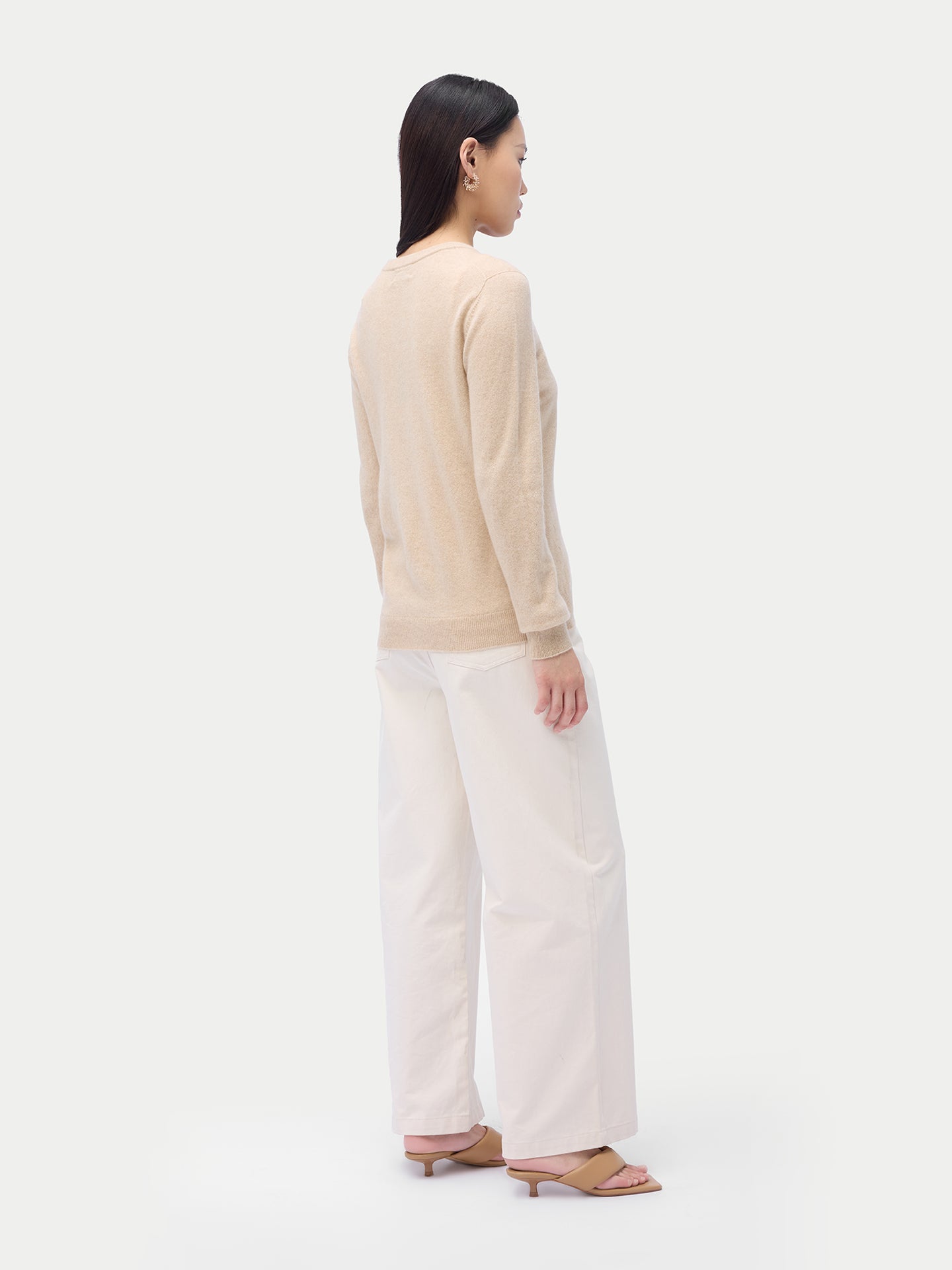 Cardigan col rond en cachemire Essential pour femmes Couleur Organique