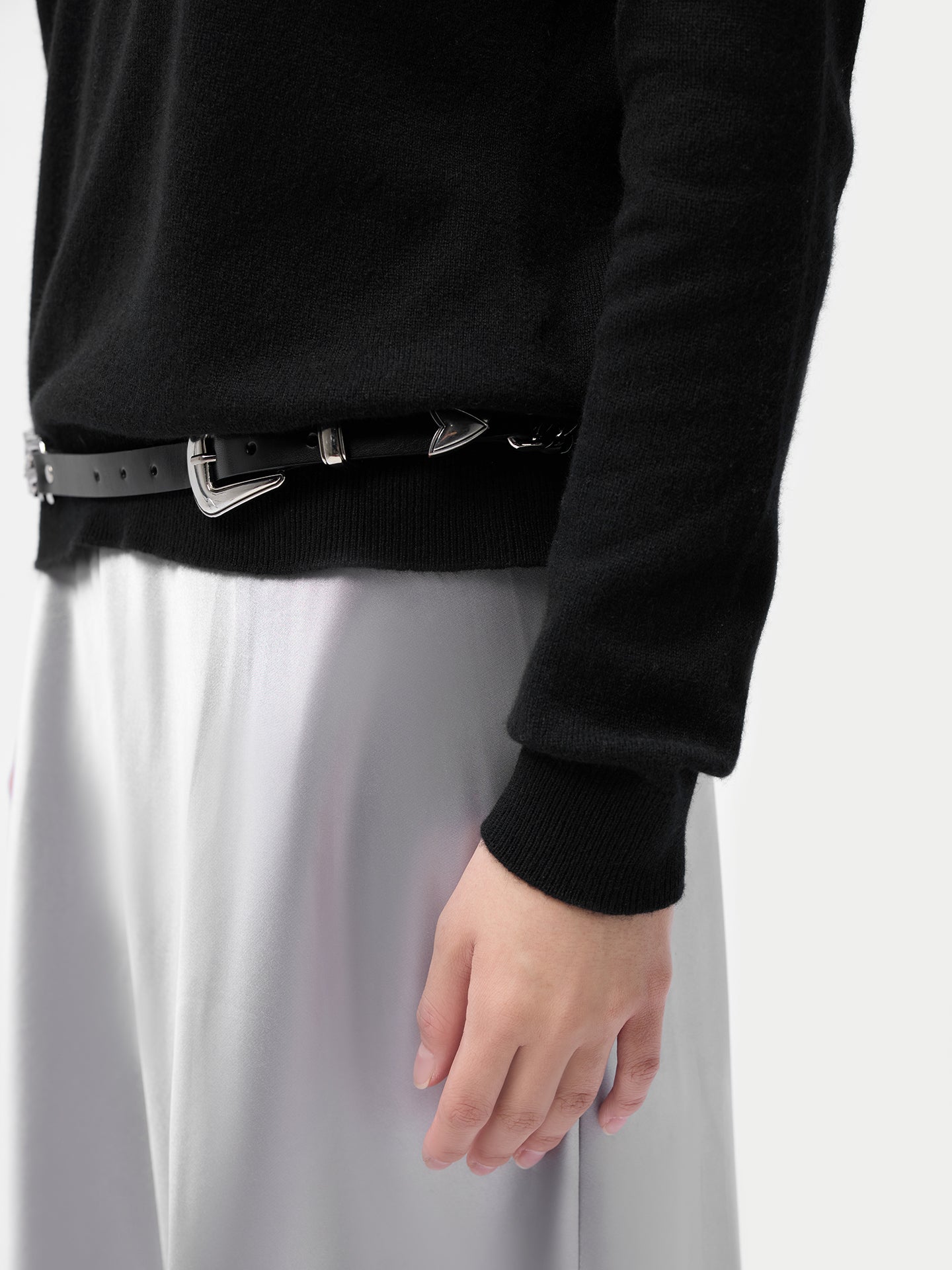 Women's Cashmere Mock Neck Sweater Black - Gobi Cashmere
