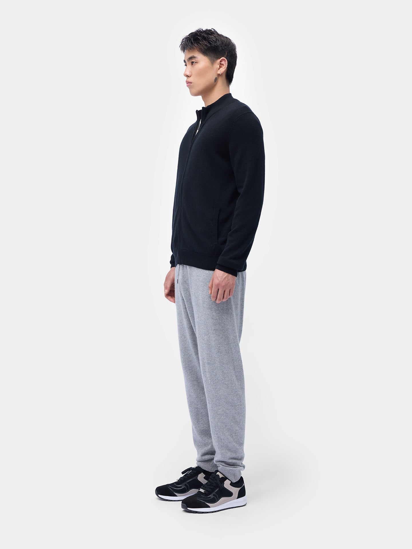 Cardigan zippé en cachemire Essential pour hommes