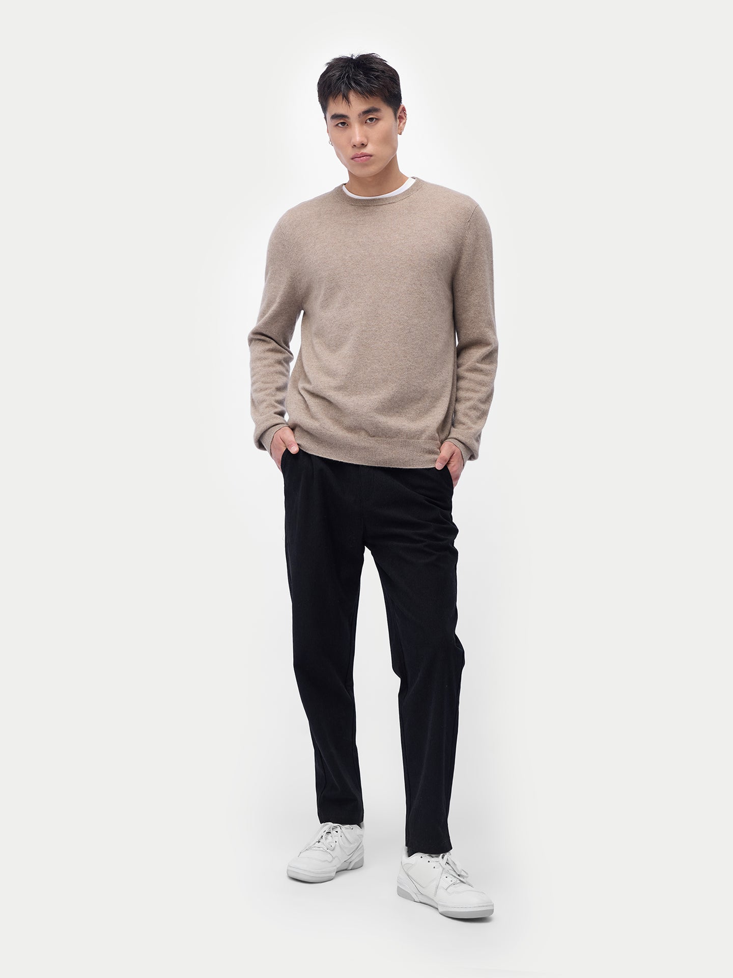 Pull col rond en cachemire Essential pour hommes Couleur Organique