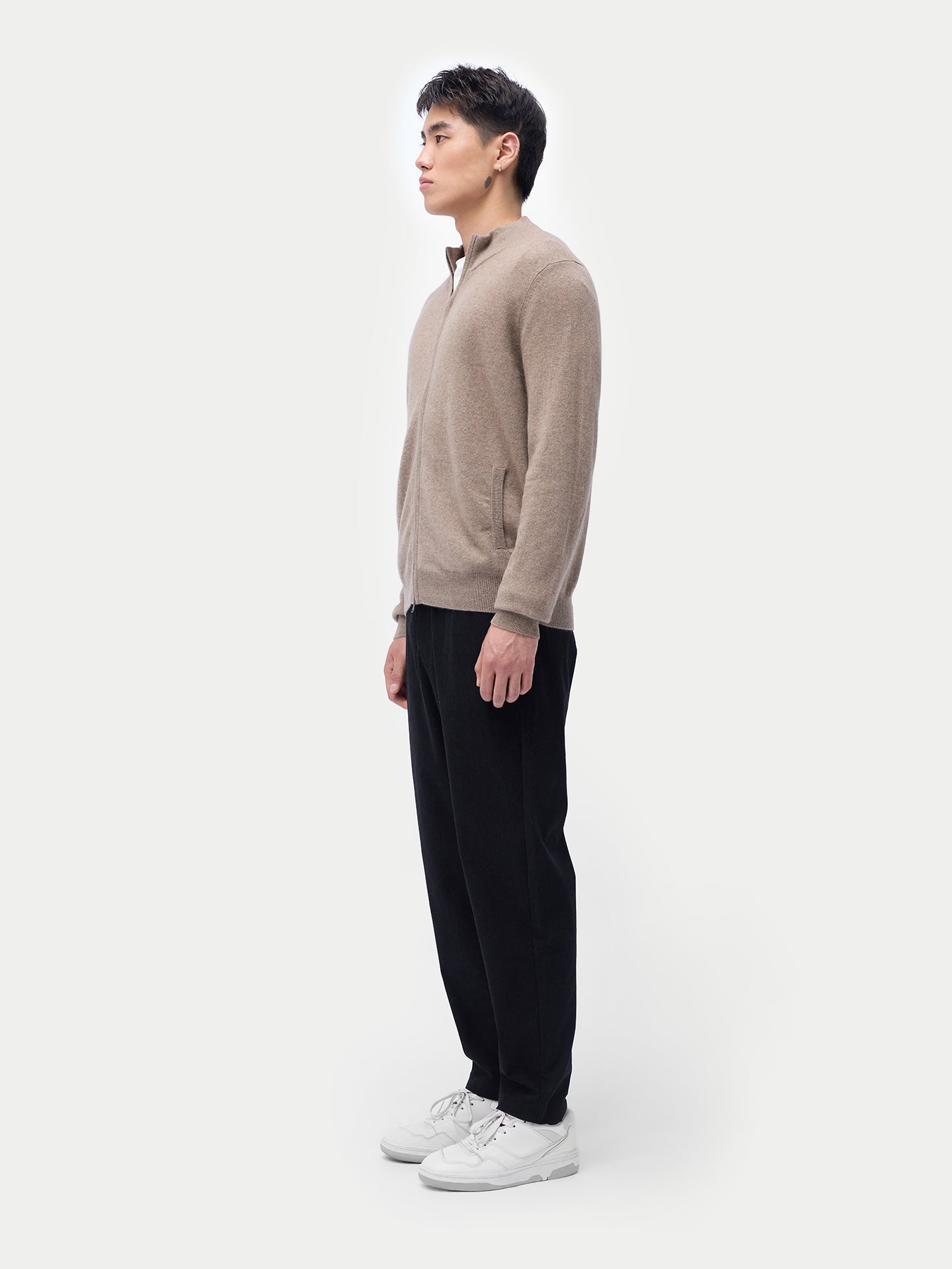 Cardigan zippé en cachemire Essential pour hommes Couleur Organique