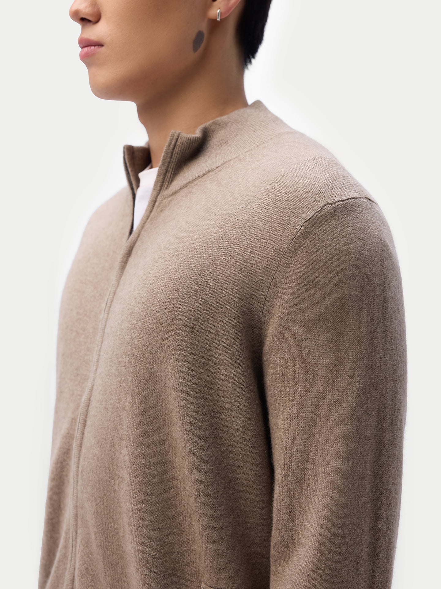 Cardigan zippé en cachemire Essential pour hommes Couleur Organique