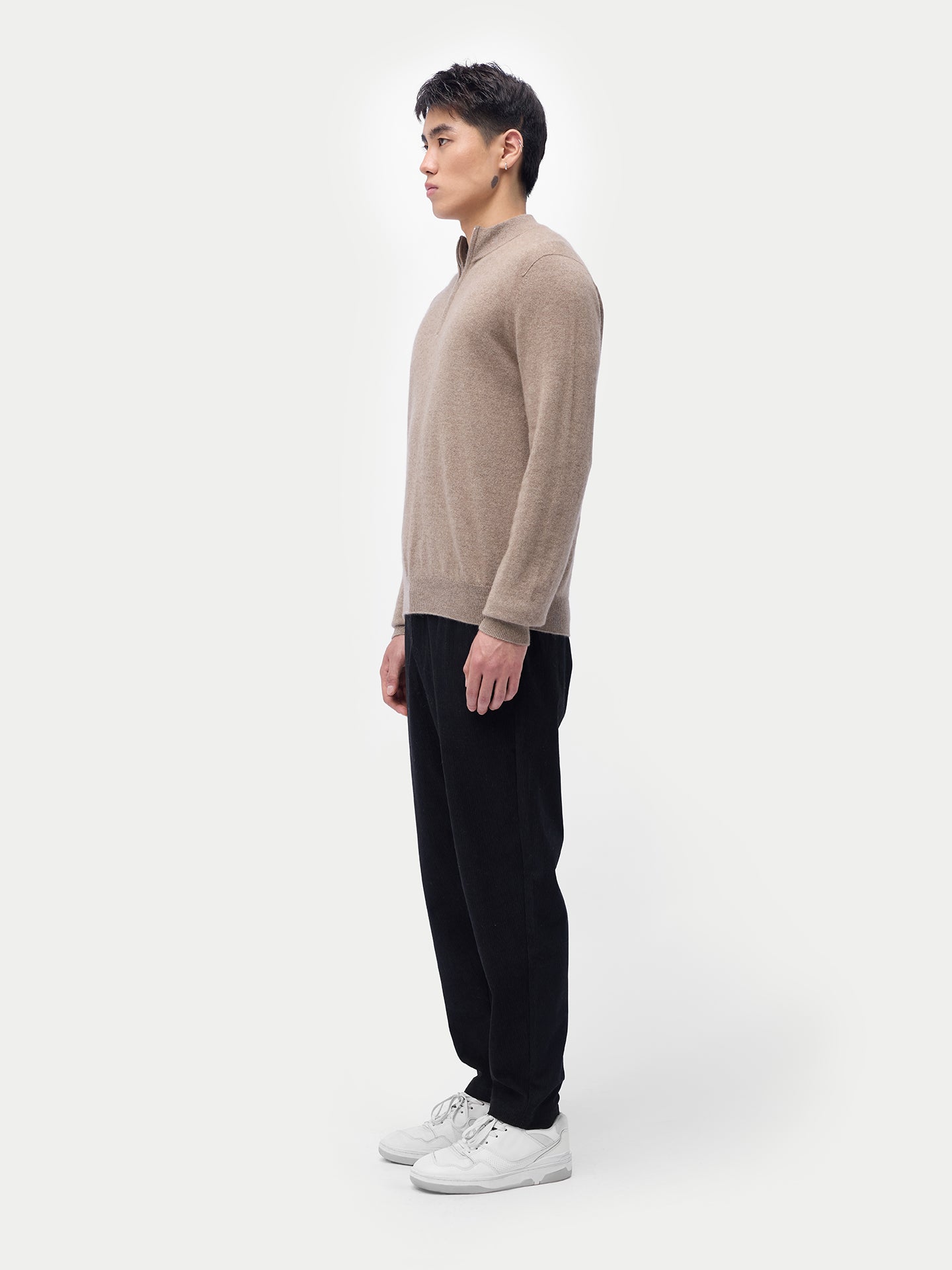 Pull polo demi en cachemire Essential pour hommes Couleur Organique