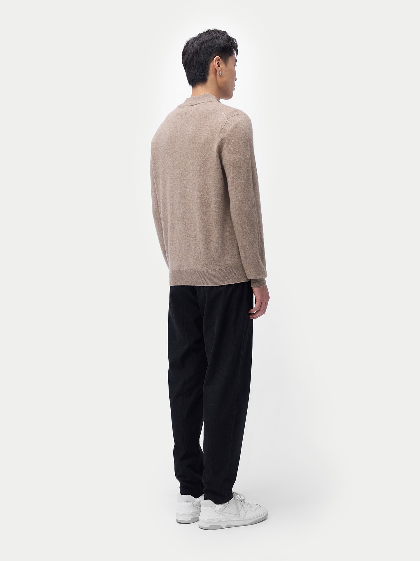 Pull polo demi en cachemire Essential pour hommes Couleur Organique