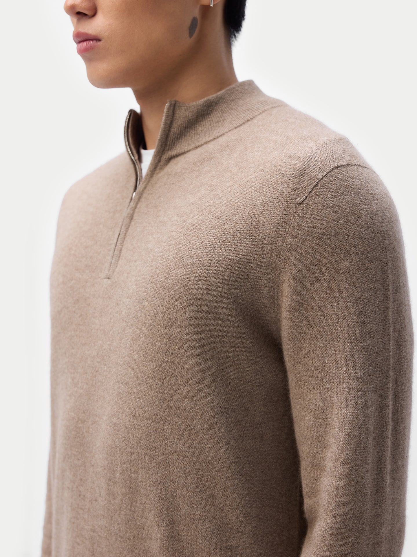 Pull polo demi en cachemire Essential pour hommes Couleur Organique