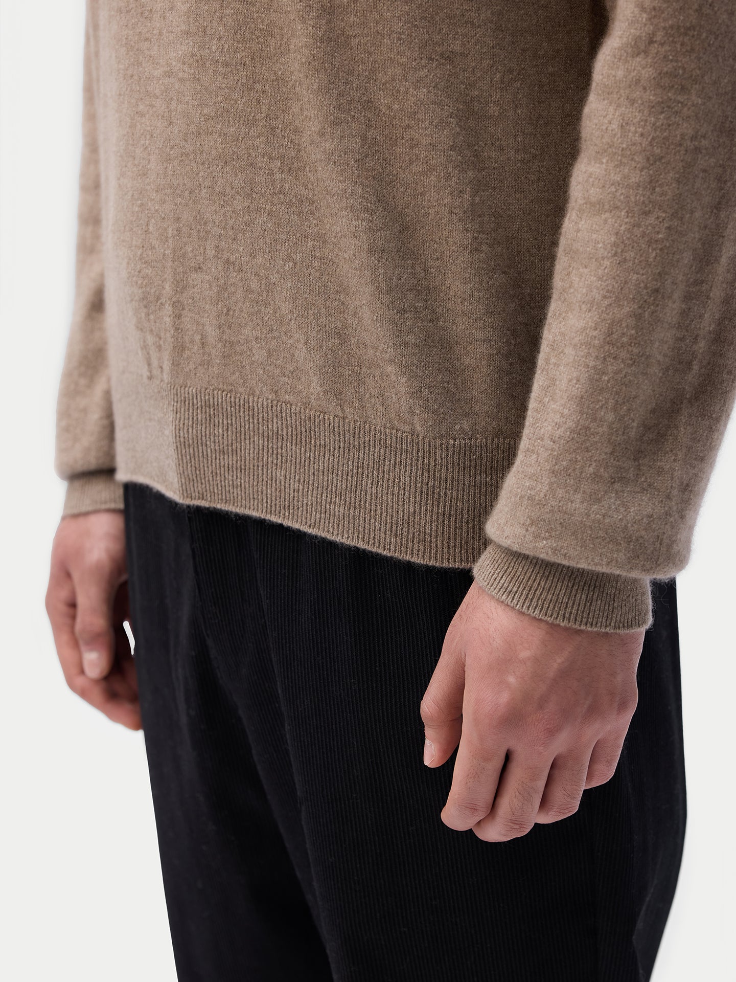 Pull Demi-Polo en Cachemire Homme Taupe | GOBI FR