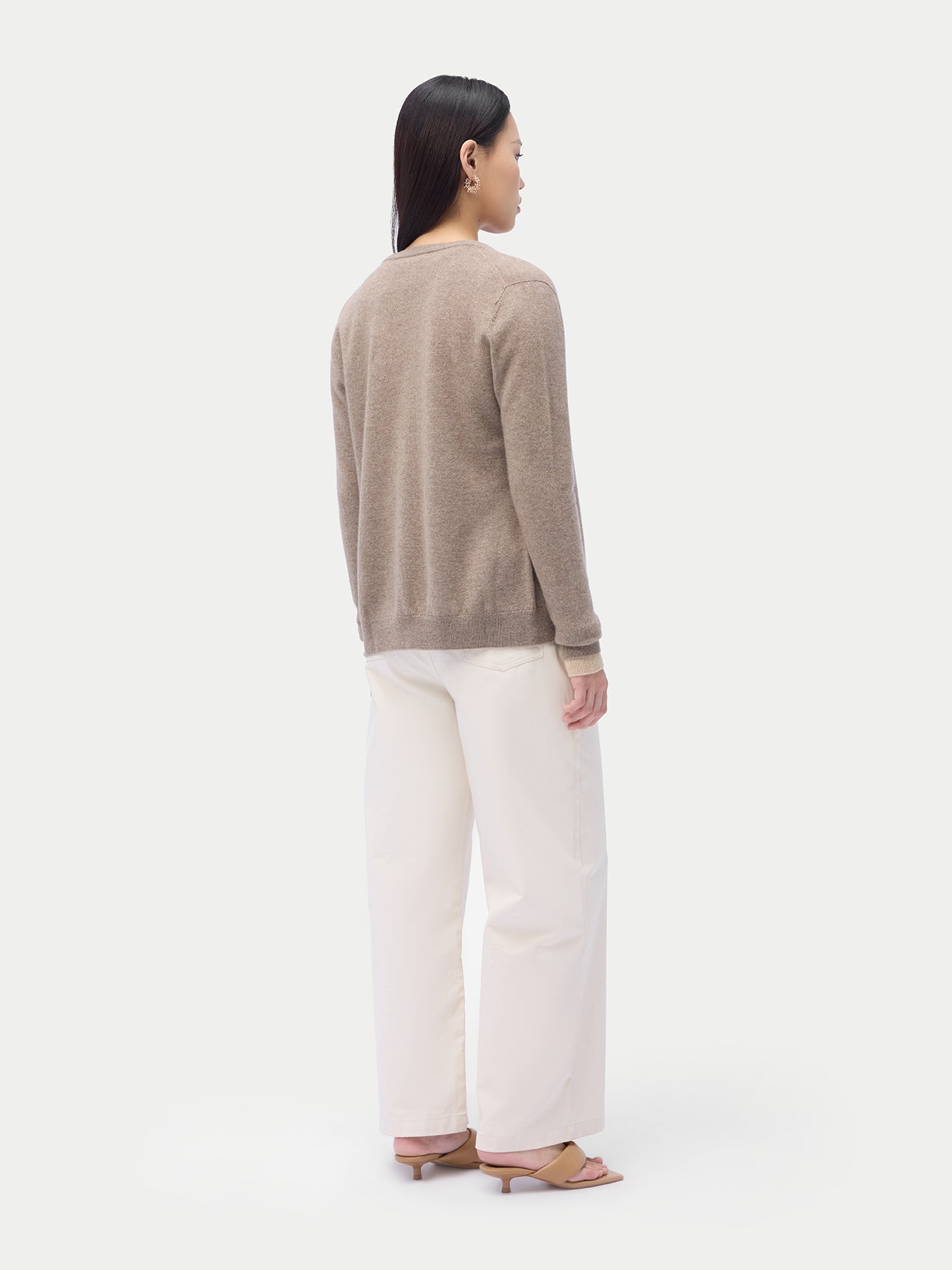 Cardigan col rond en cachemire Essential pour femmes Couleur Organique
