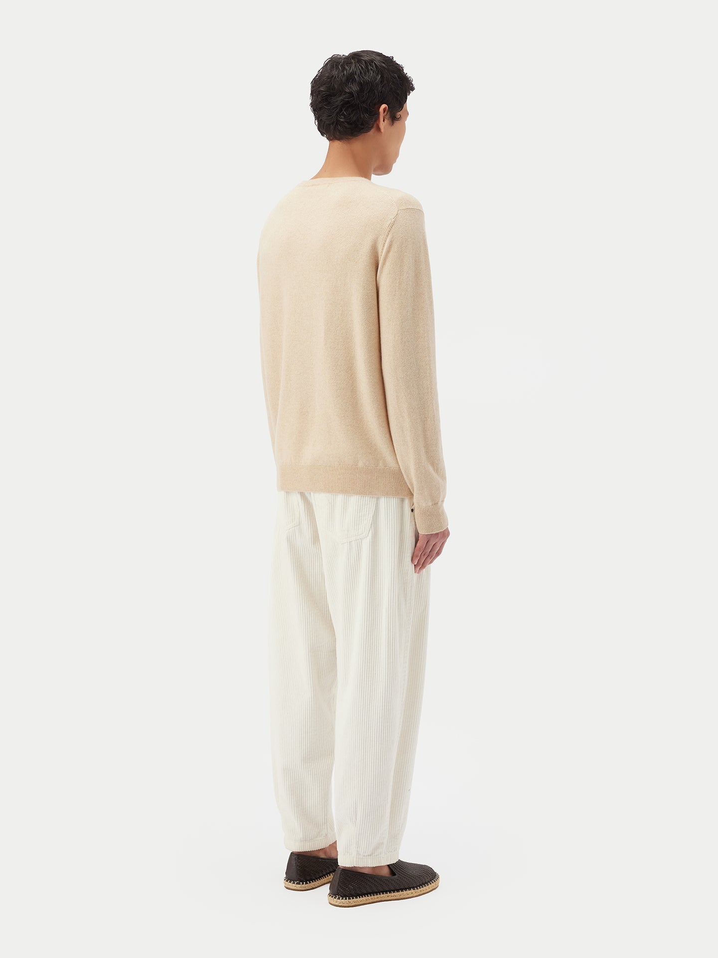 Pull col rond en Cachemire pour hommes Taupe - Gobi Cashmere