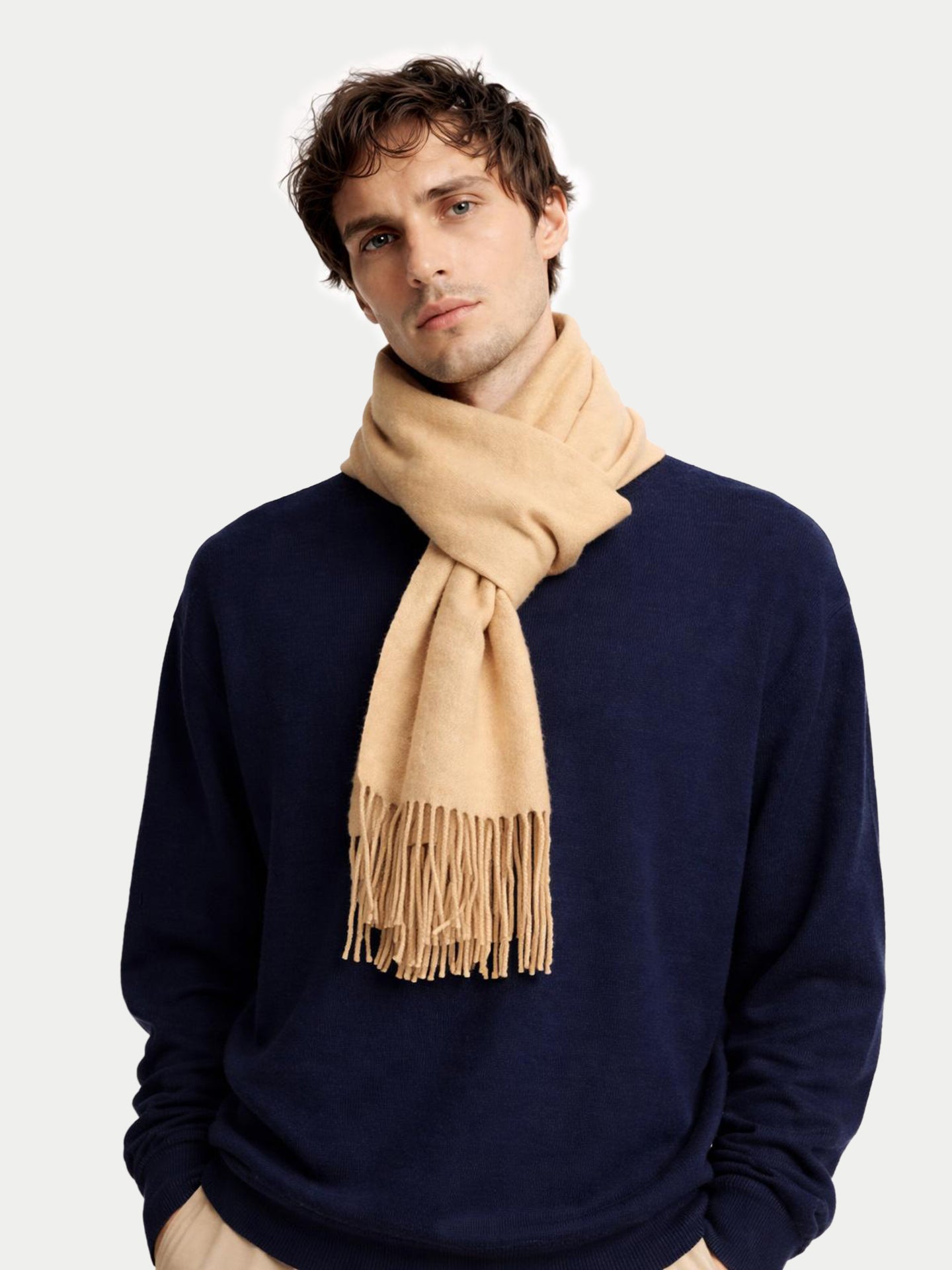 Écharpe avec franges en cachemire pour unisex Amande GrilléE - Gobi Cashmere