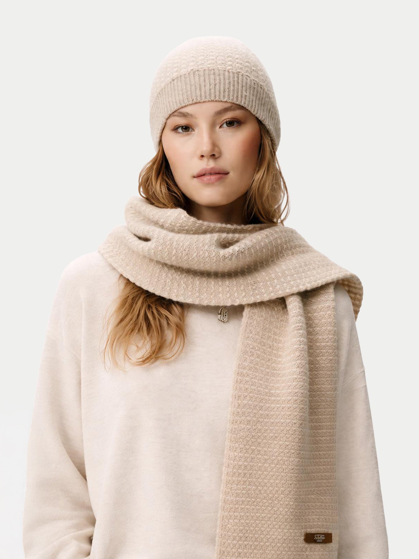 Chapeau en Cachemire Tricot Waffle Couleur Organique