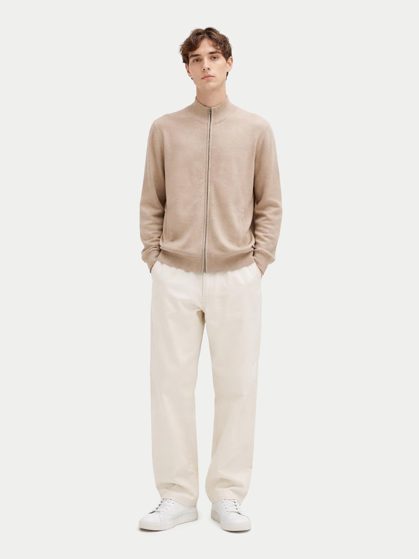 Cardigan zippé en cachemire Essential pour hommes Couleur Organique