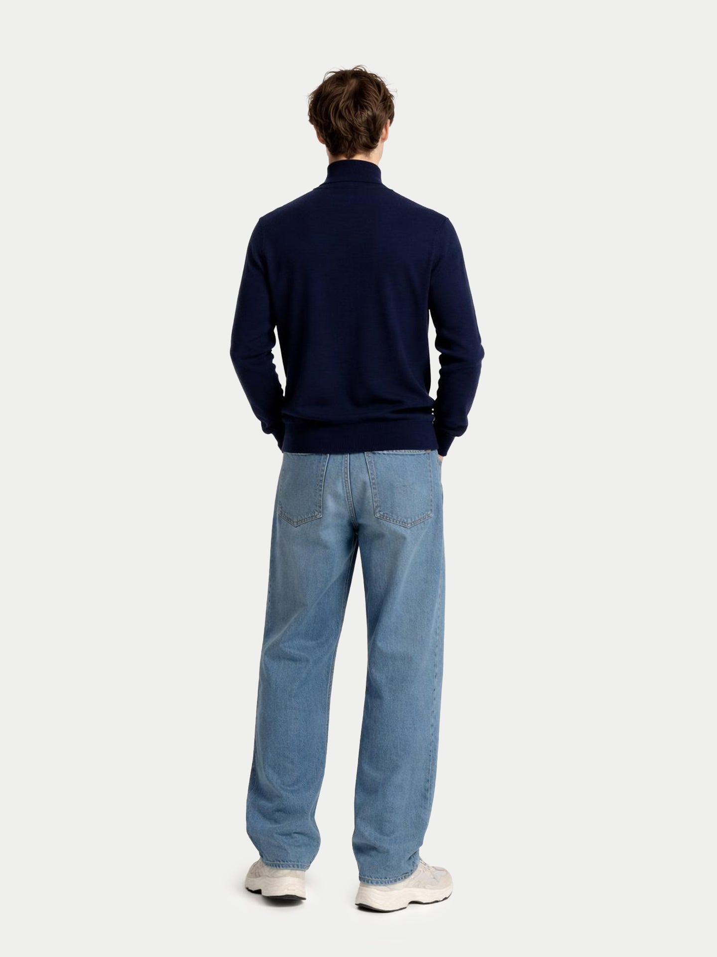 Pull homme en cachemire et soie à col montant