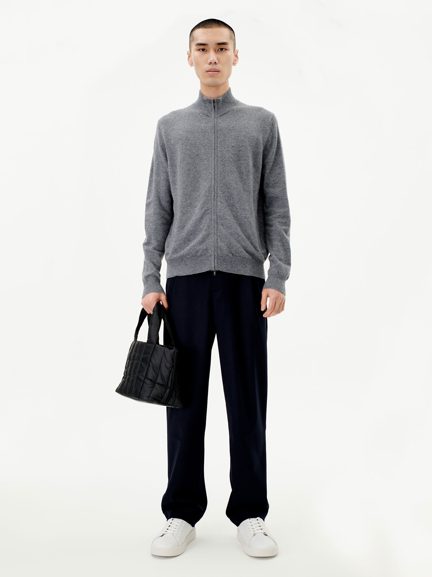 Cardigan à col montant en Cachemire pour hommes Gris - Gobi Cashmere