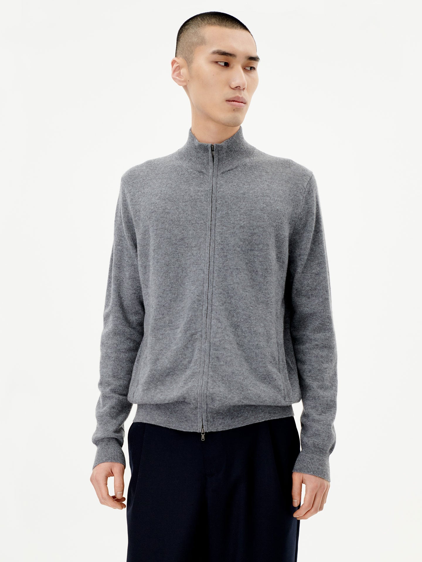 Cardigan à col montant en Cachemire pour hommes Gris - Gobi Cashmere