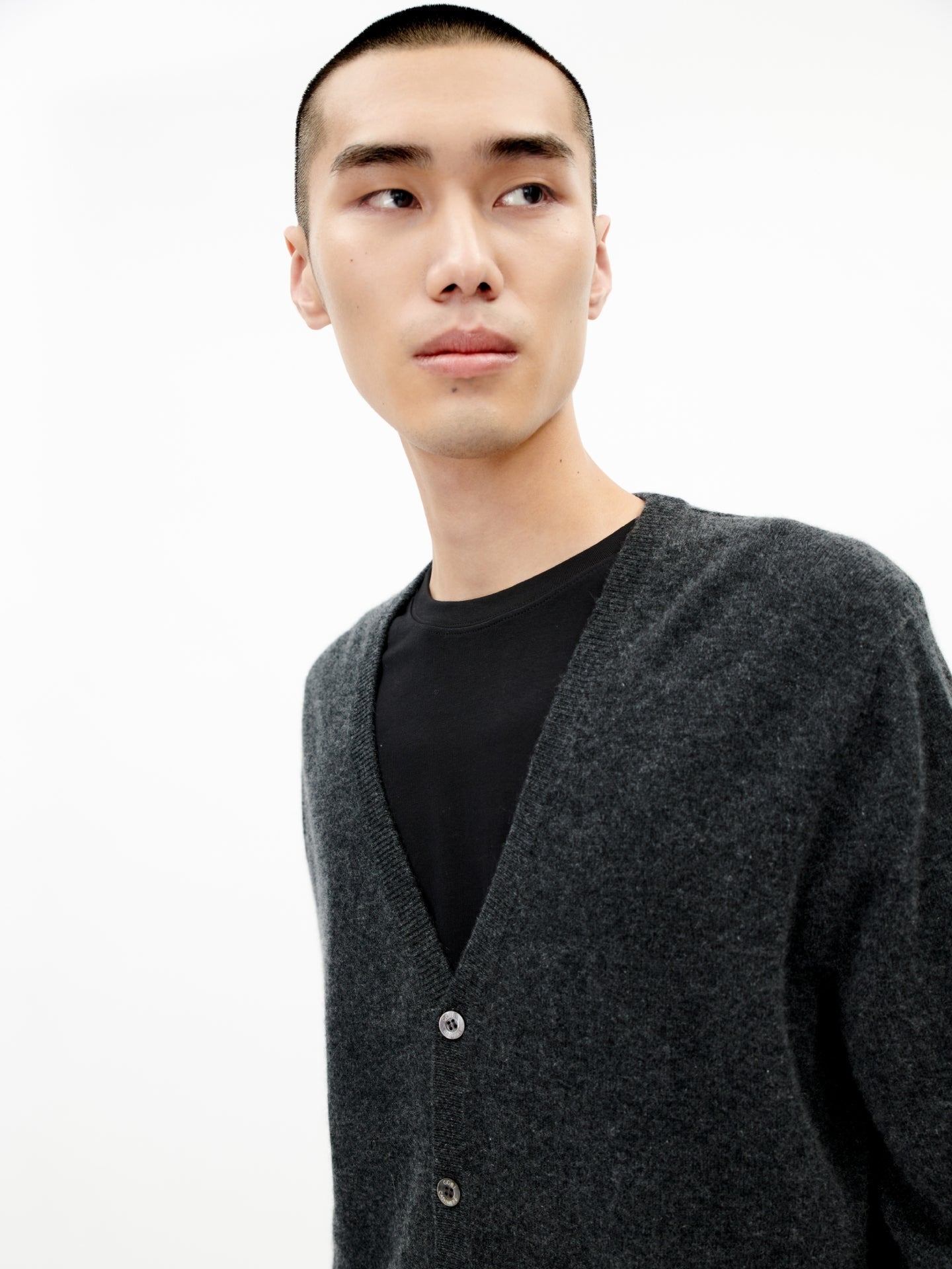 Cardigan a col V en Cachemire pour hommes Gris - Gobi Cashmere