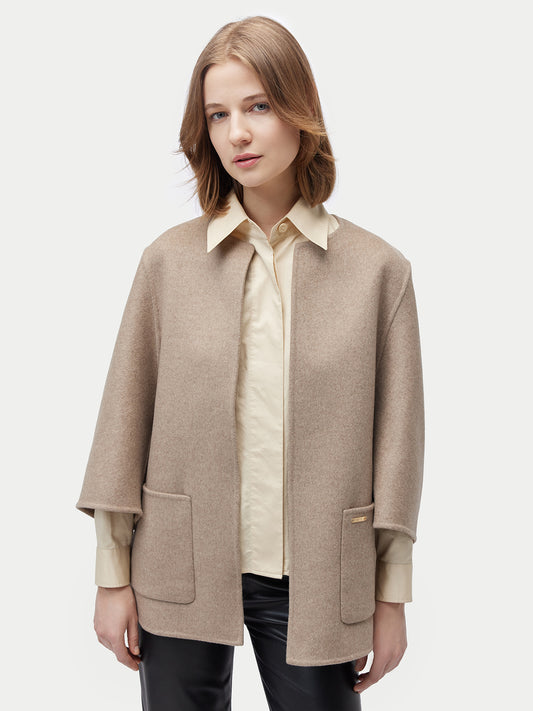 Veste Poncho en cachemire à poches plaquées