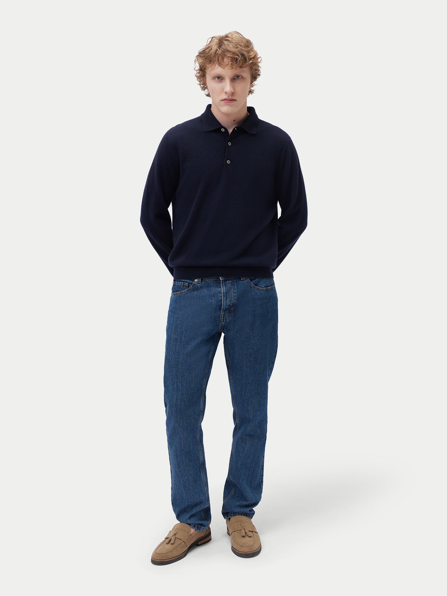 Pull col polo en cachemire Essential pour hommes