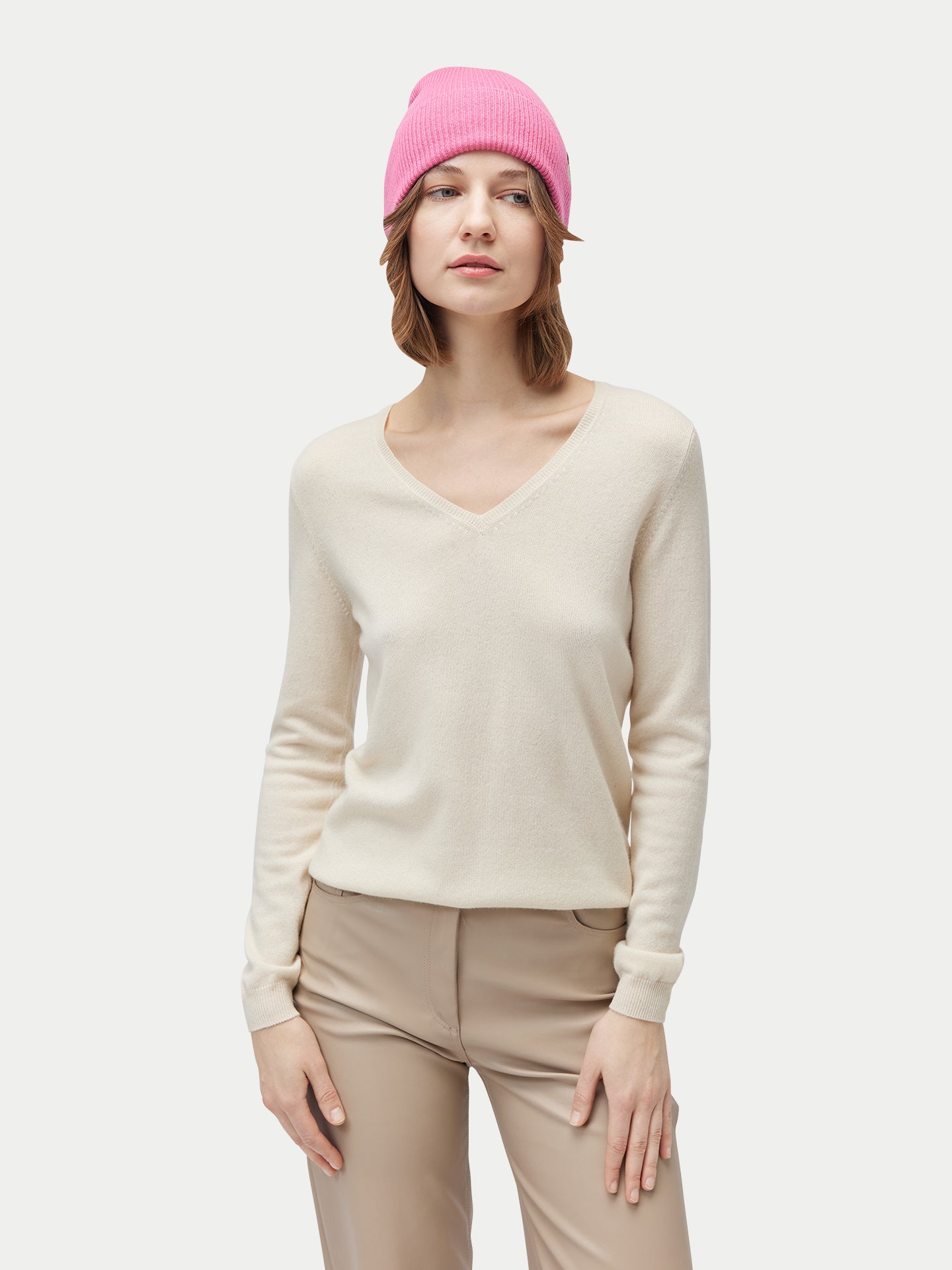 Bonnet en tricot côtelé en cachemire