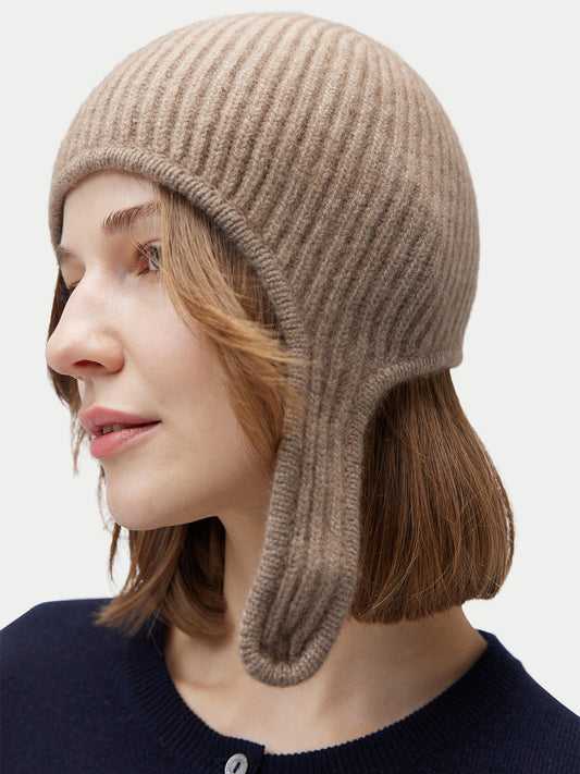 Bonnet d'aviateur en cachemire couleur taupe - Gobi Cashmere 